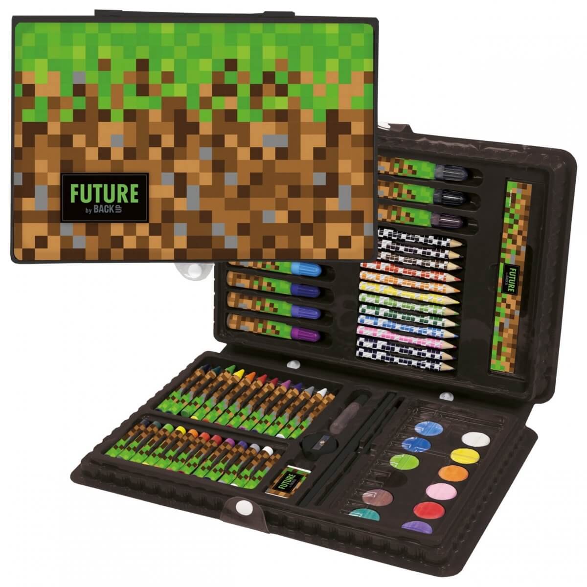 Piešimo Rinkinys Lagamine 71 vnt. Pixels Crayons Dažai "Minecraft" Piešimo Reikmenys
