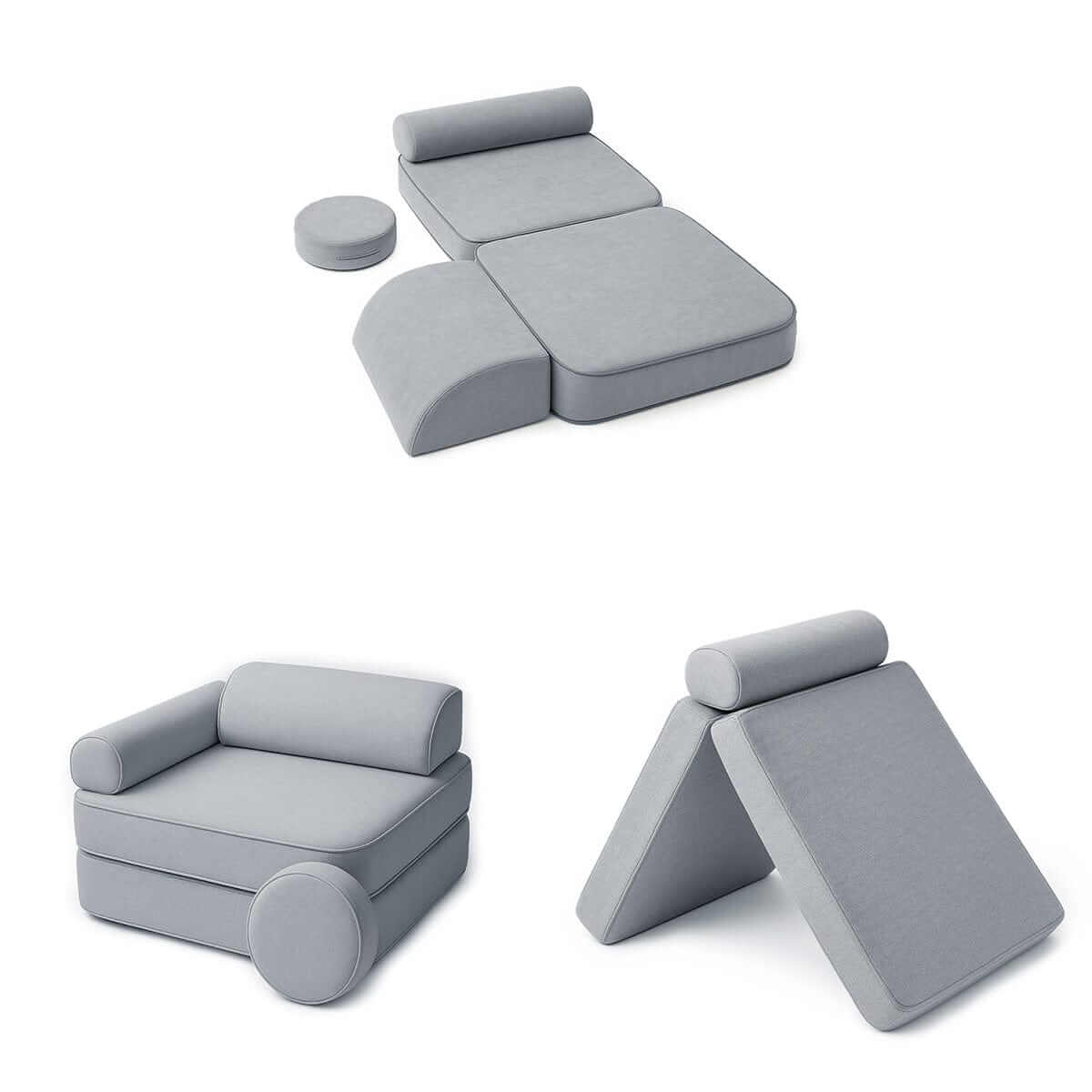 Playsofa Pocket Duo Modulinė Vaikiška Sofa MELLOW, 8 Elementai, 120 cm Modulinės sofos