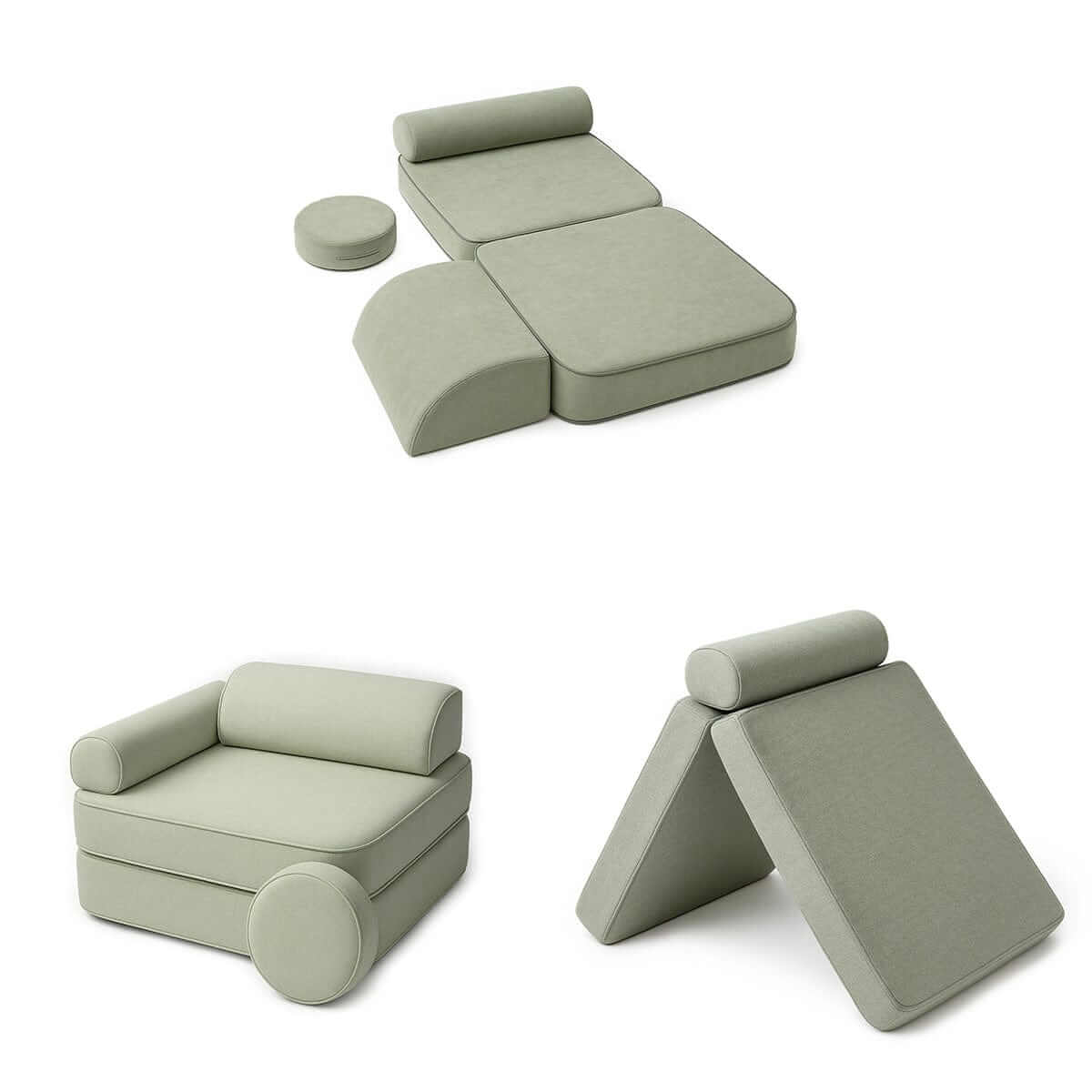 Playsofa Pocket Duo Modulinė Vaikiška Sofa MELLOW, 8 Elementai, 120 cm Modulinės sofos