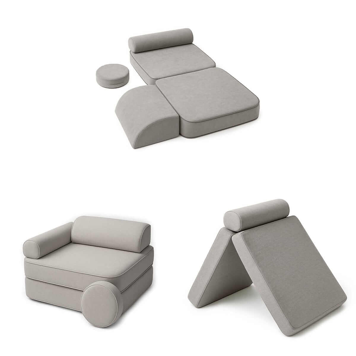 Playsofa Pocket Duo Modulinė Vaikiška Sofa MELLOW, 8 Elementai, 120 cm Modulinės sofos
