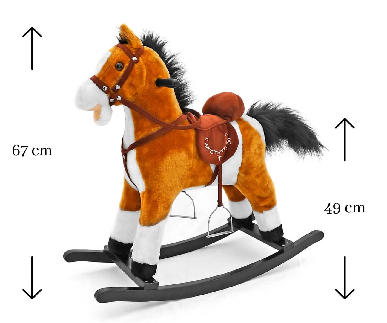 Pliušinis Supamasis Arkliukas Mustang Su Garsais Ir Judesiais – 65 cm, Šviesiai Rudas Supamieji Arkliukai