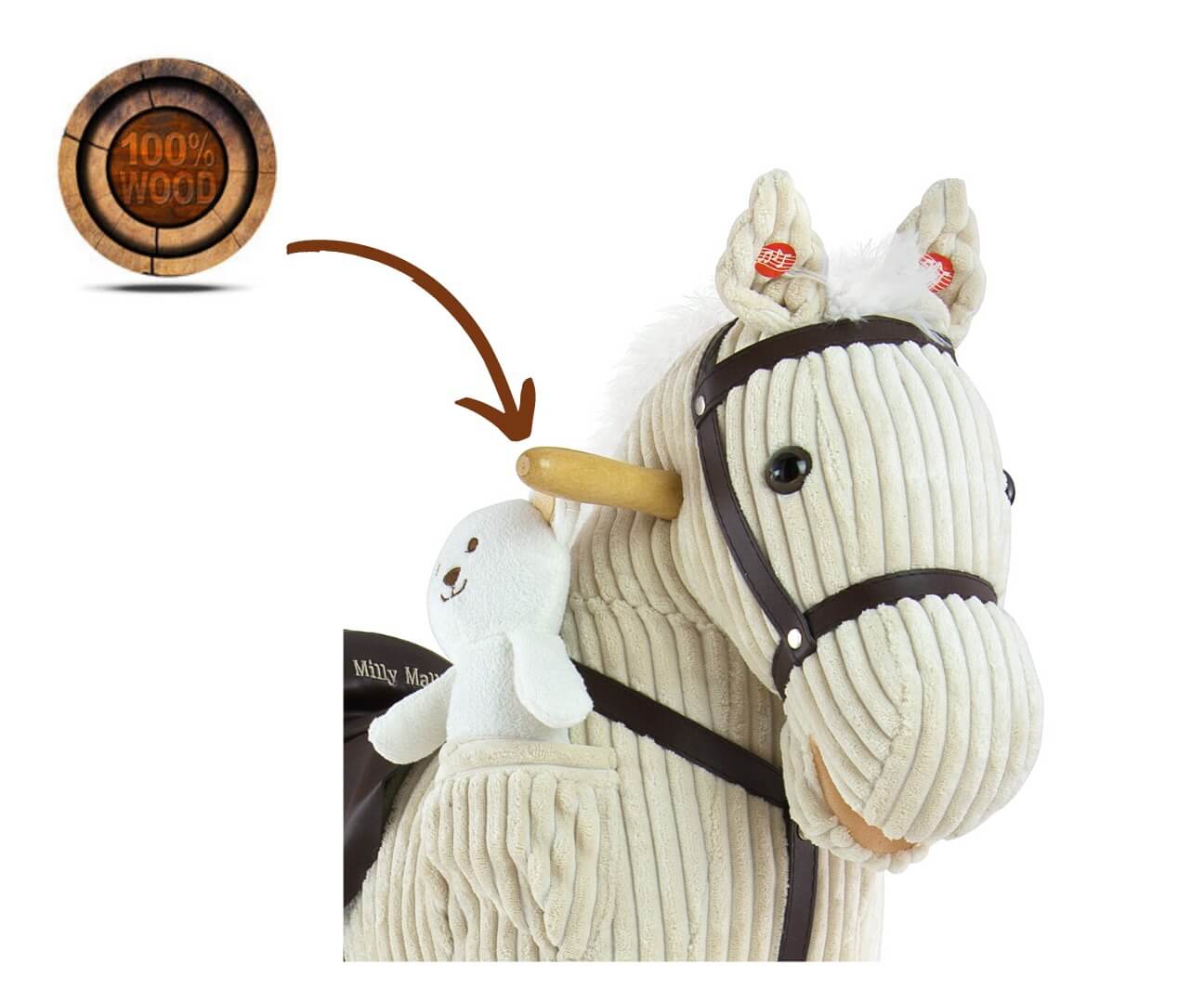 Pliušinis Supamasis Arkliukas Pony Su Meškiuku, Smėlio Supamieji Arkliukai