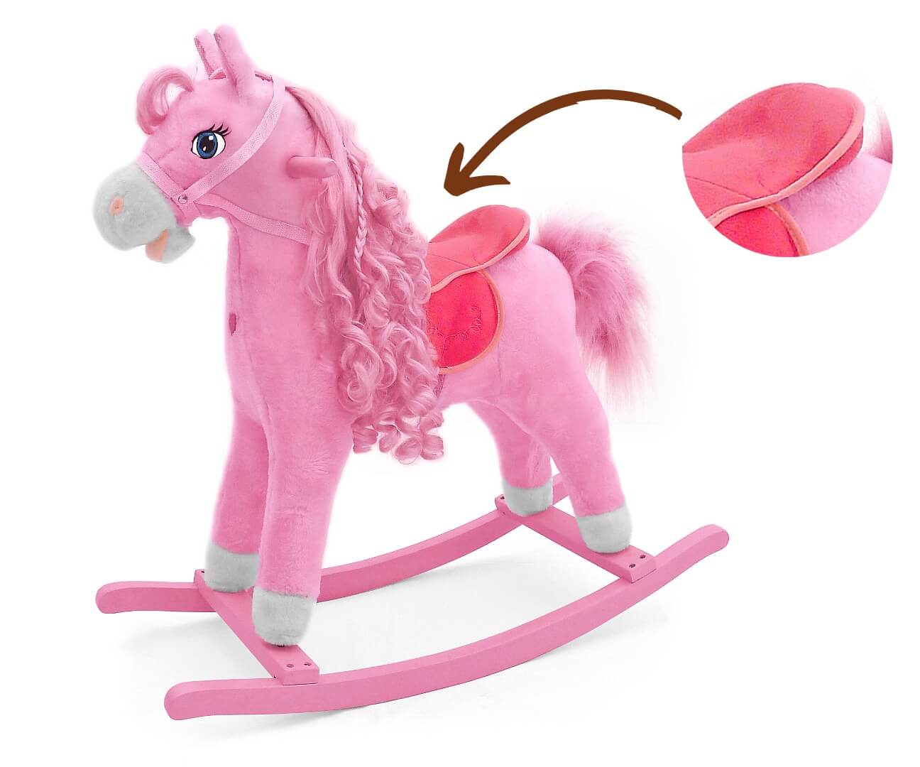 Pliušinis Supamasis Arkliukas Princess – 65 cm, Rožinis Supamieji Arkliukai