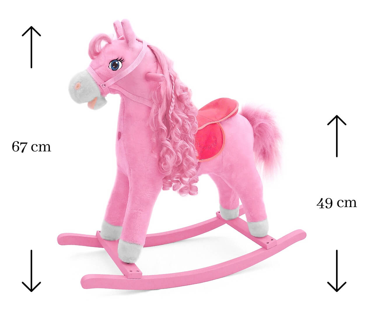 Pliušinis Supamasis Arkliukas Princess – 65 cm, Rožinis Supamieji Arkliukai