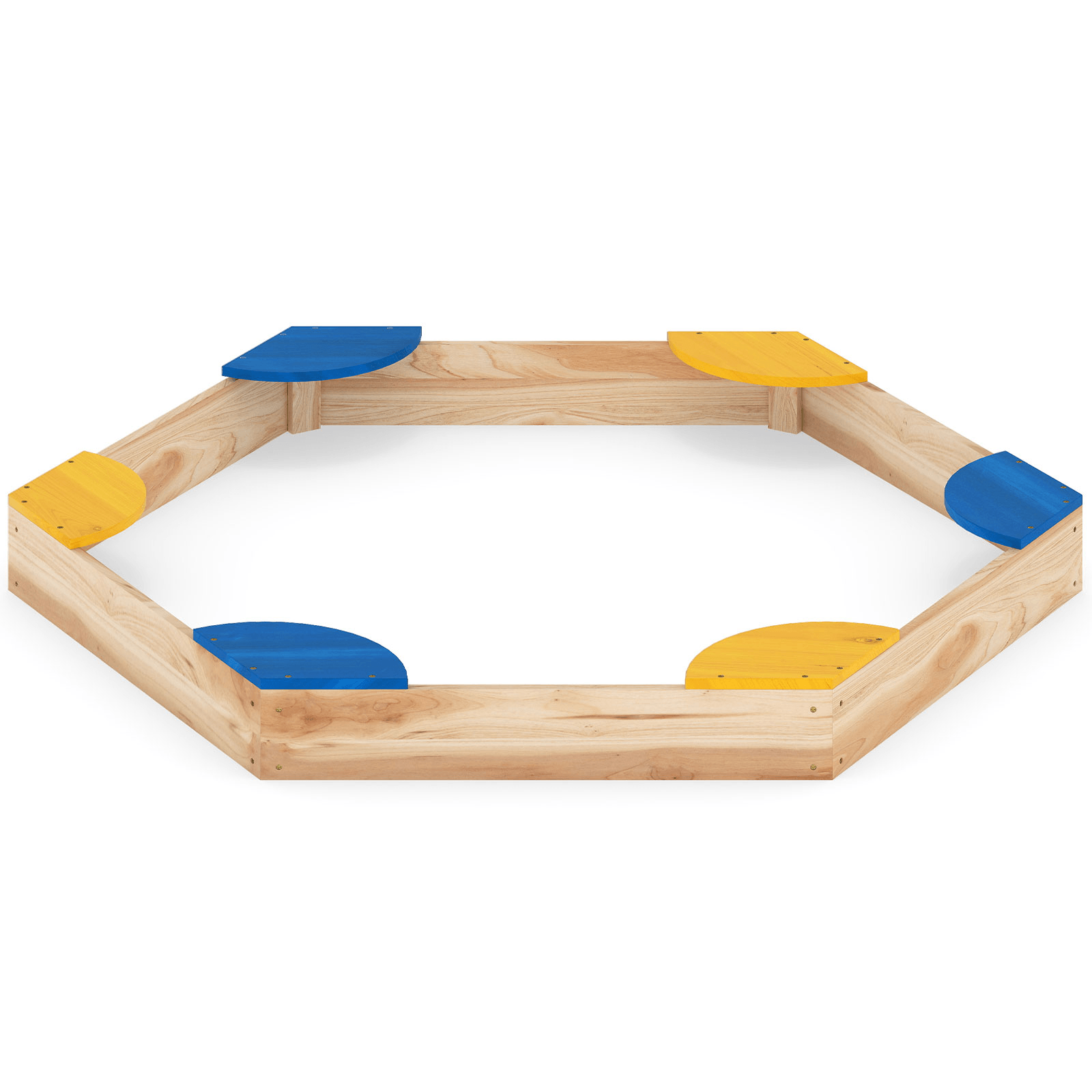 Šešiakampė Medinė Smėlio Dėžė Su Sėdynėmis 140 cm Smėlio Dėžės