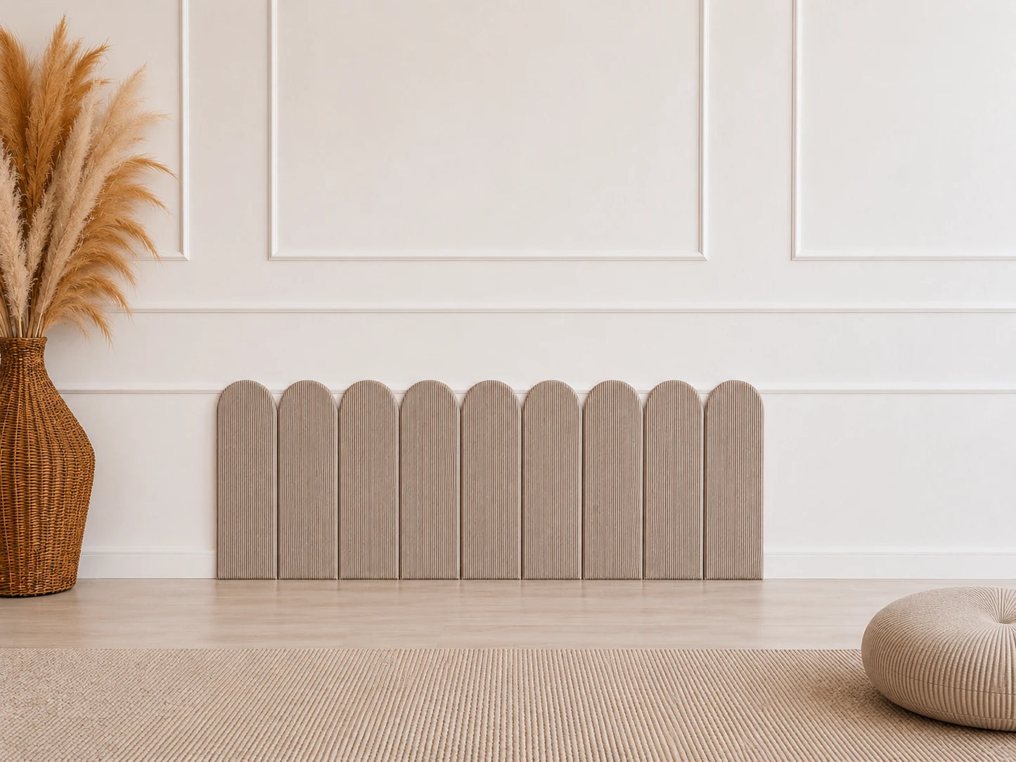 Smėlio spalvos 70 × 18 cm sienų panelių kompozicija