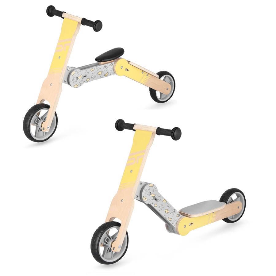 Spokey WOO-RIDE MULTI 2in1 Balansinis Dviratis ir Paspirtukas 8″ Geltona Balansinis Dviratis