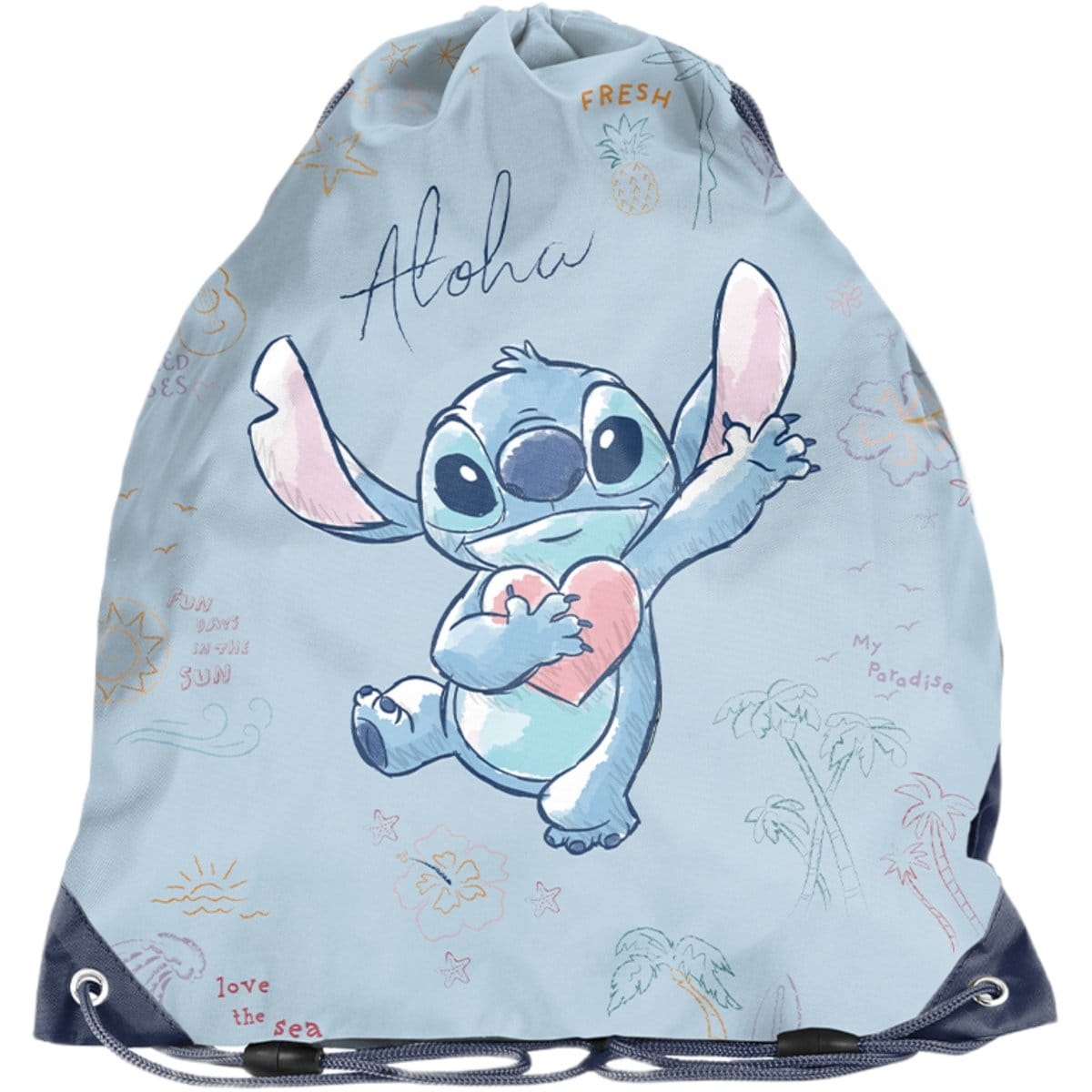 Stitch mokyklinė kuprinė 38 cm, 6 dalių komplektas be priemonių Mokyklinės kuprinės