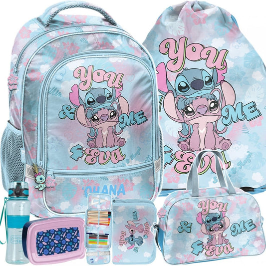 Stitch Mokyklinis Kuprinės Komplektas Pirmokei, 6 Dalys Mokyklinės kuprinės