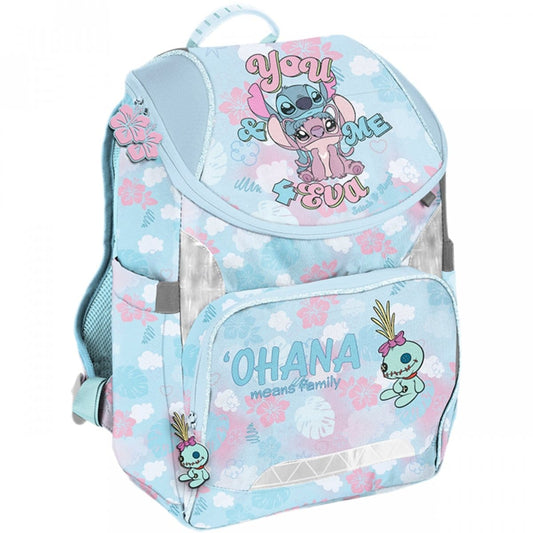 Stitch standi kuprinė 34 cm, 6 dalių komplektas su priemonėmis Mokyklinės kuprinės