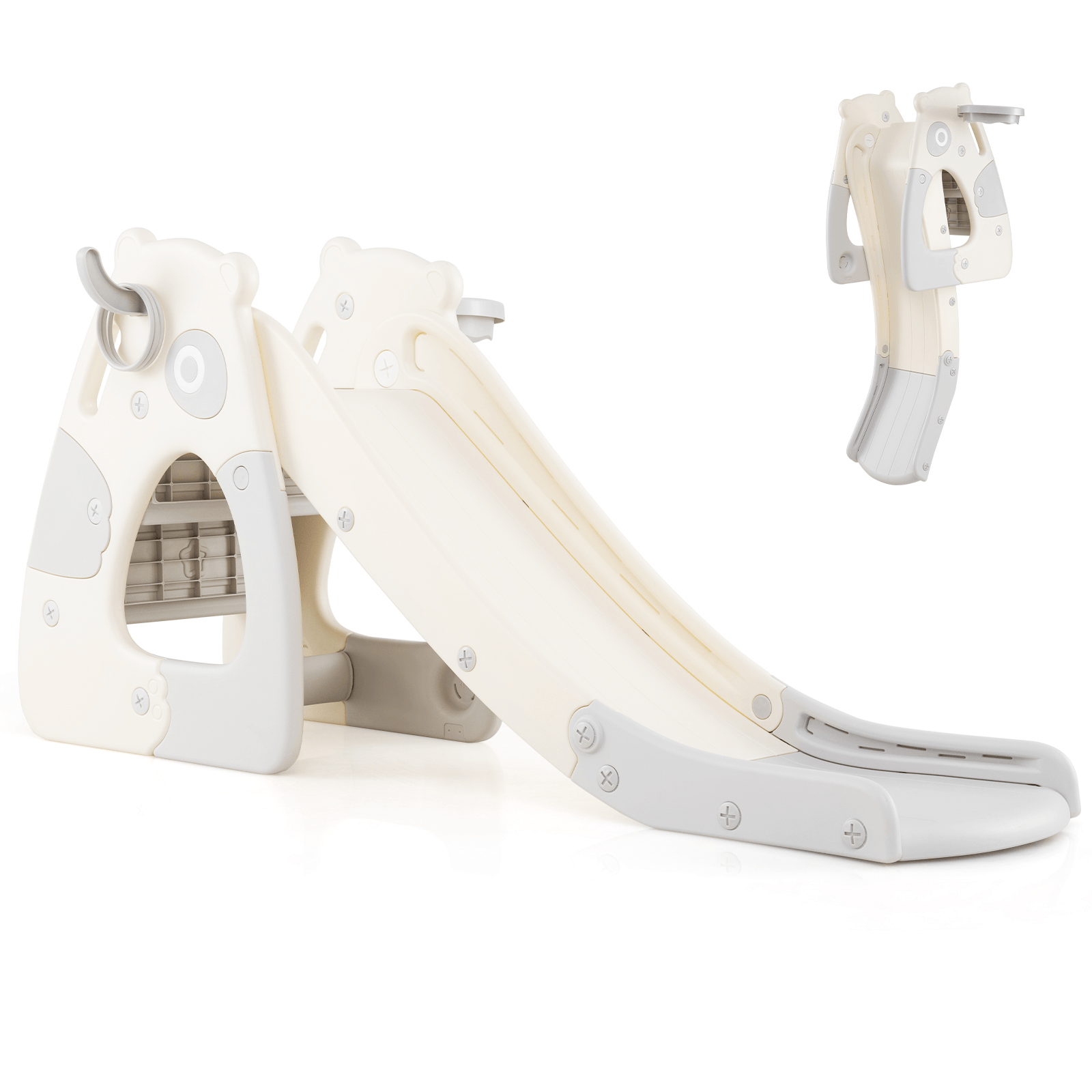 Sulankstoma Vaikiška Čiuožykla, Su Krepšinio Lanku 4-in-1 Čiuožyklos