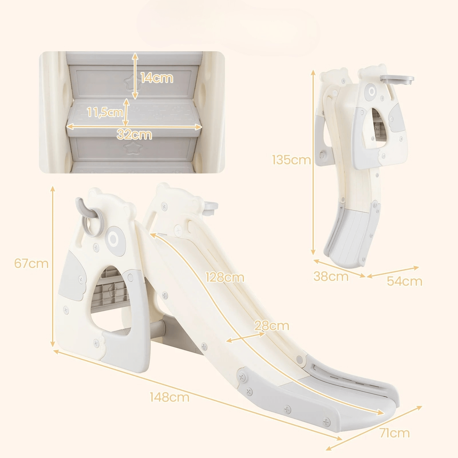 Sulankstoma Vaikiška Čiuožykla, Su Krepšinio Lanku 4-in-1 Čiuožyklos