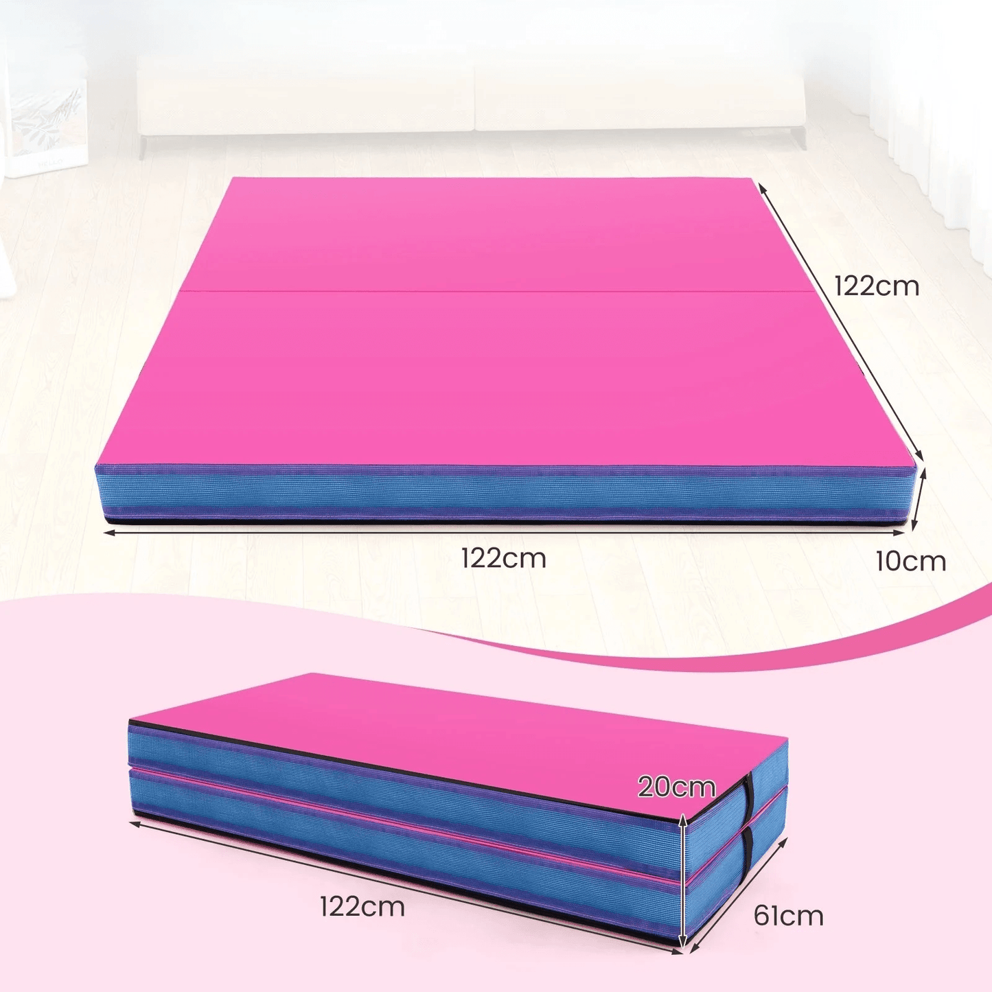 Sulankstomas Gimnastikos Kilimėlis 122 x 122 x 10 cm Gimnastikos Baleto Įranga