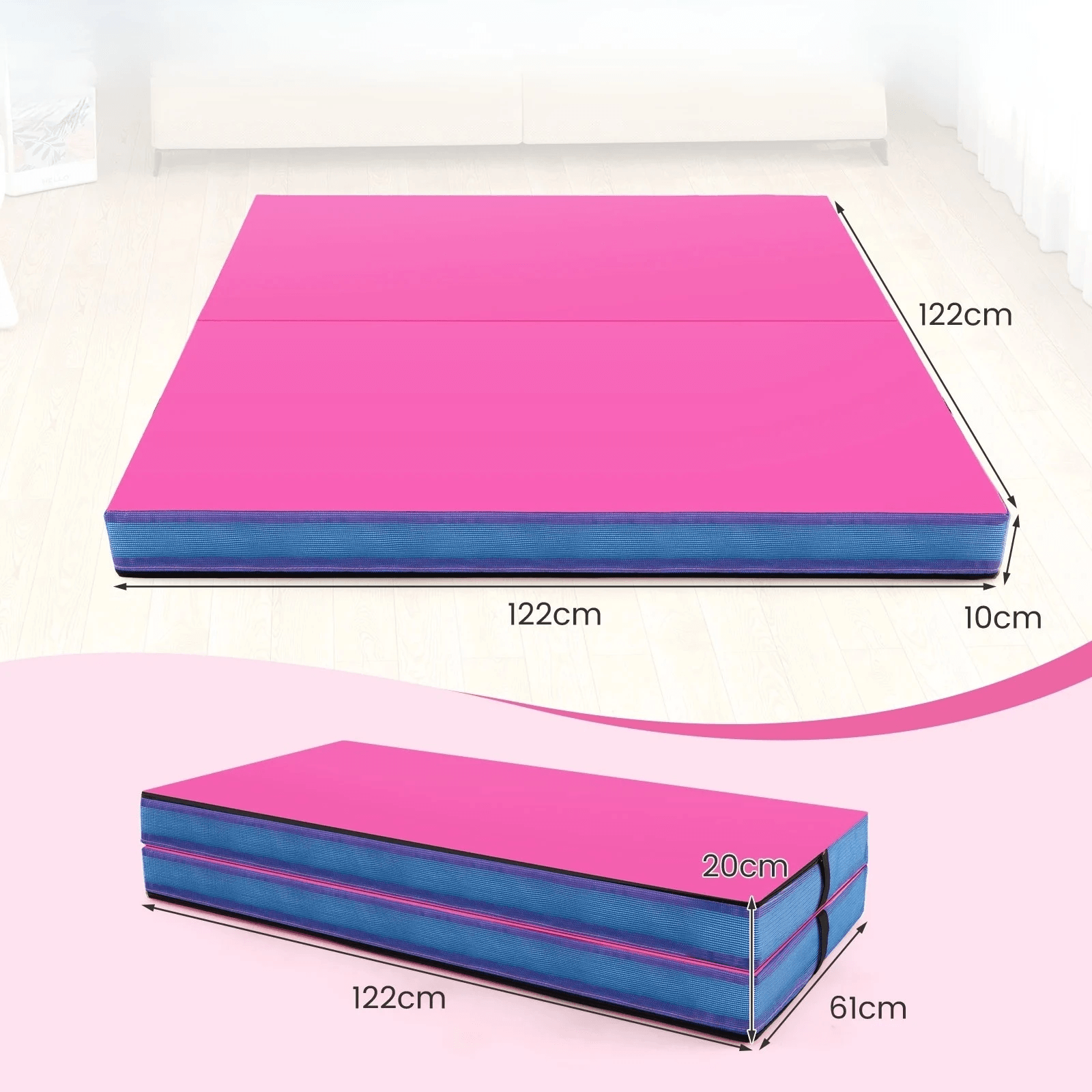 Sulankstomas Gimnastikos Kilimėlis 122 x 122 x 10 cm Gimnastikos Baleto Įranga