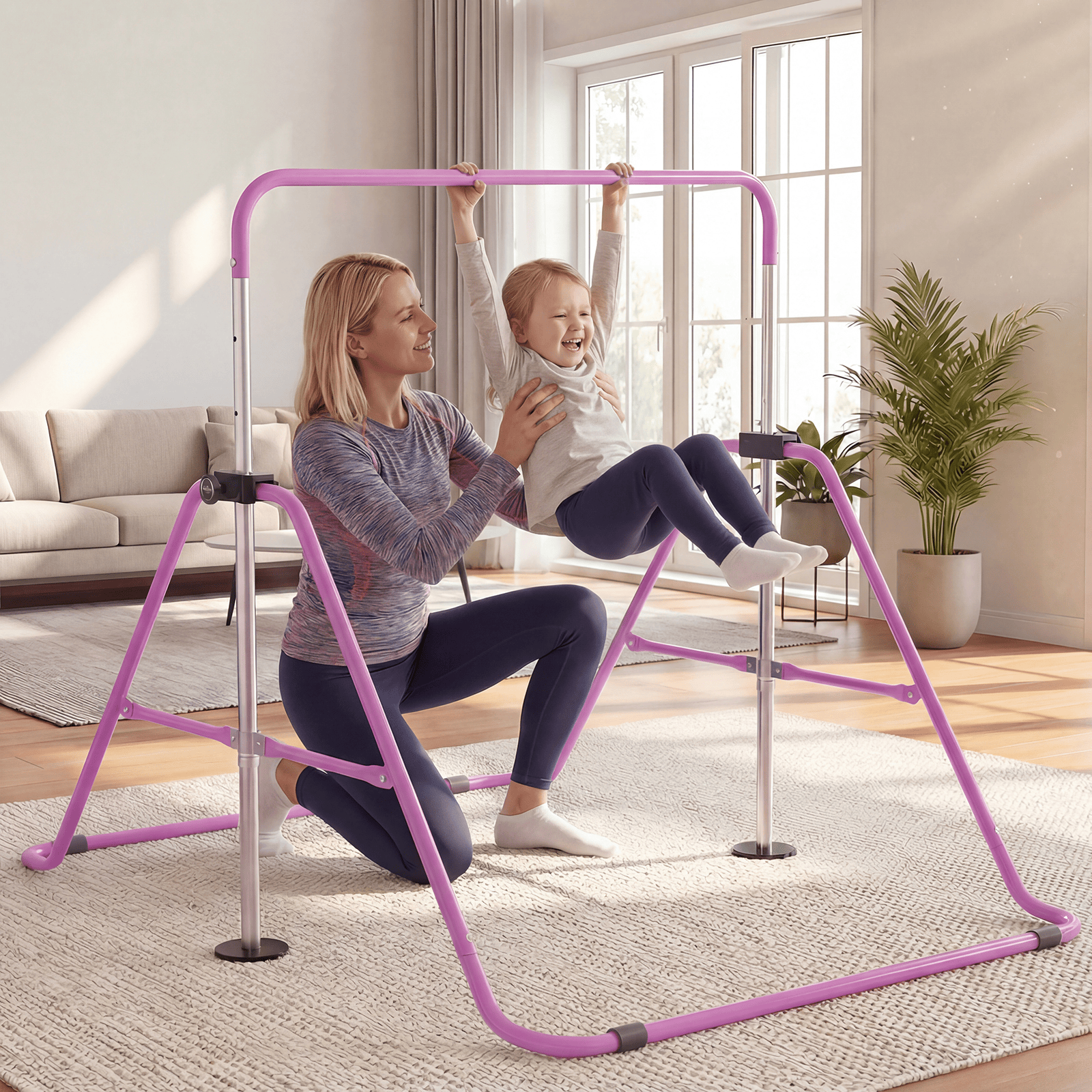 Sulankstomas Gimnastikos Skersinis Vaikams – Reguliuojamas 90–130 cm Gimnastikos Baleto Įranga