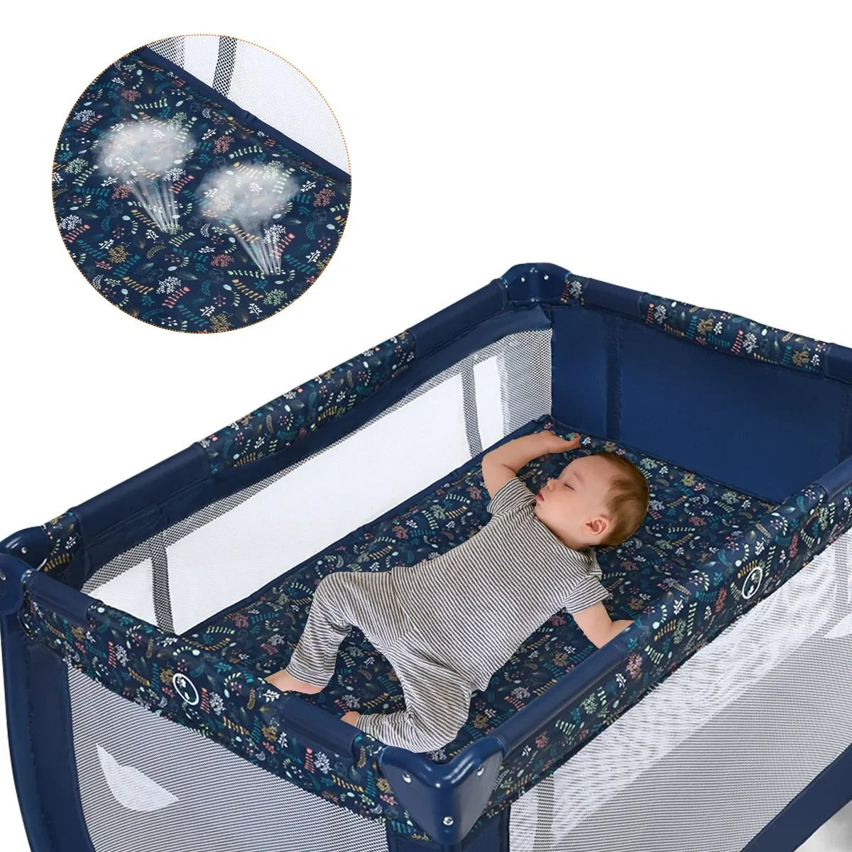 Sulankstomas Kelioninis Maniežas 125 × 65 × 76 cm Kelioniniai maniežai