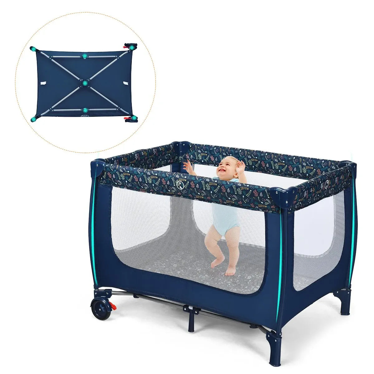 Sulankstomas Kelioninis Maniežas 125 × 65 × 76 cm Kelioniniai maniežai