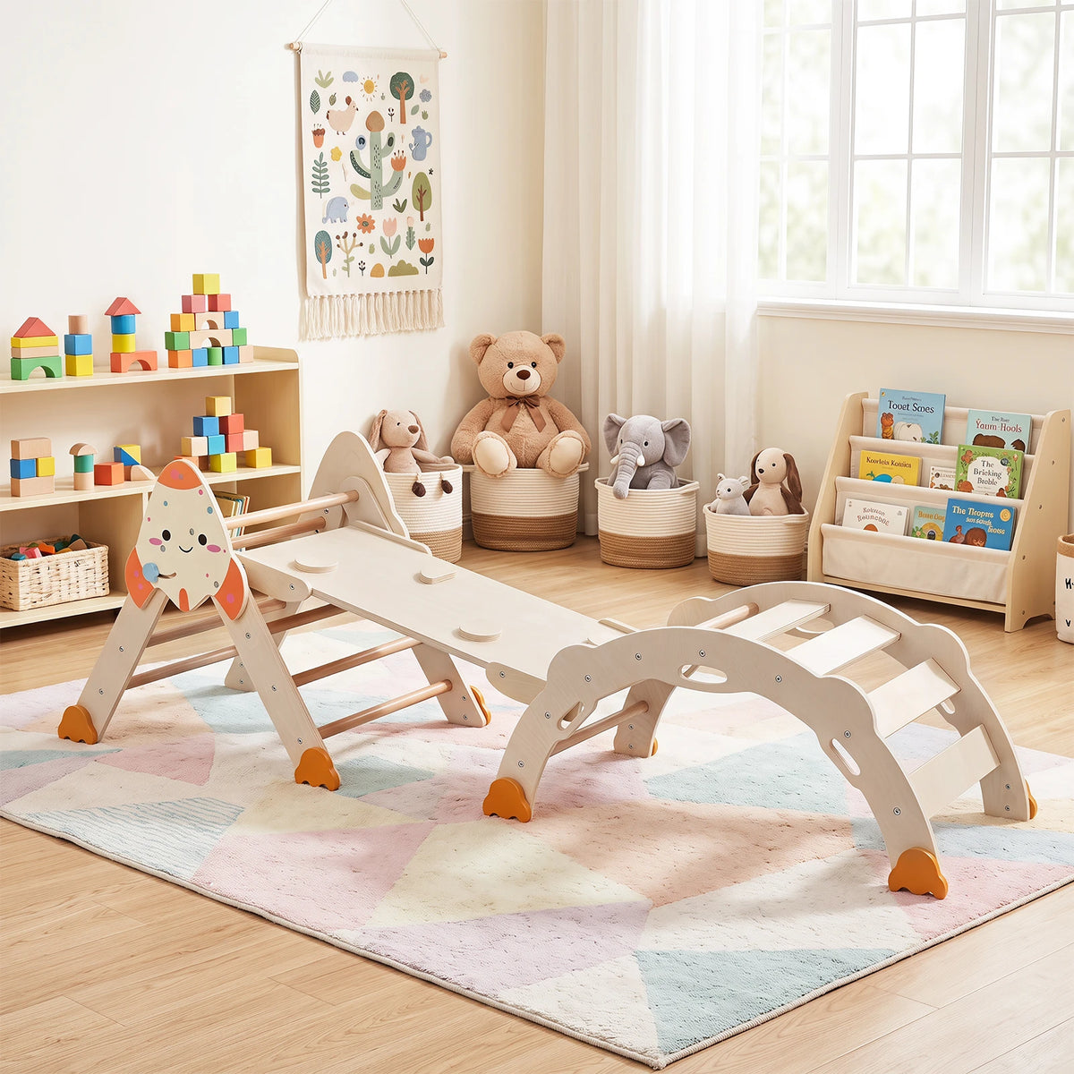 Sulankstomas Montessori laipiojimo rinkinys vaikų kambaryje