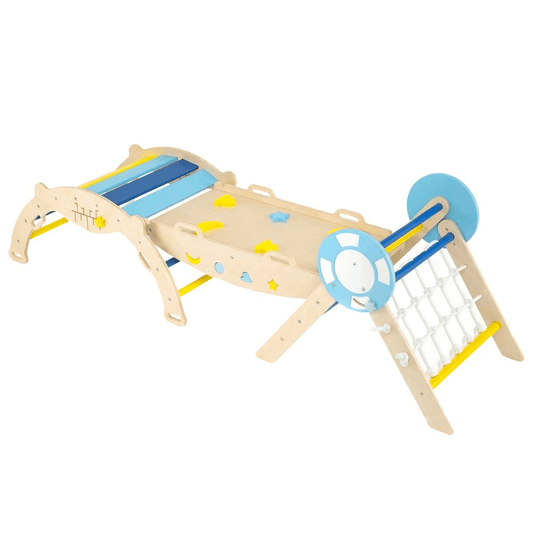 Sulankstomas Montessori Vaikų Laipiojimo Rinkinys 3in1 Su Galvosūkiais 190 x 55 x 57 cm Sūpynės ir Žaidimų Aikštelės