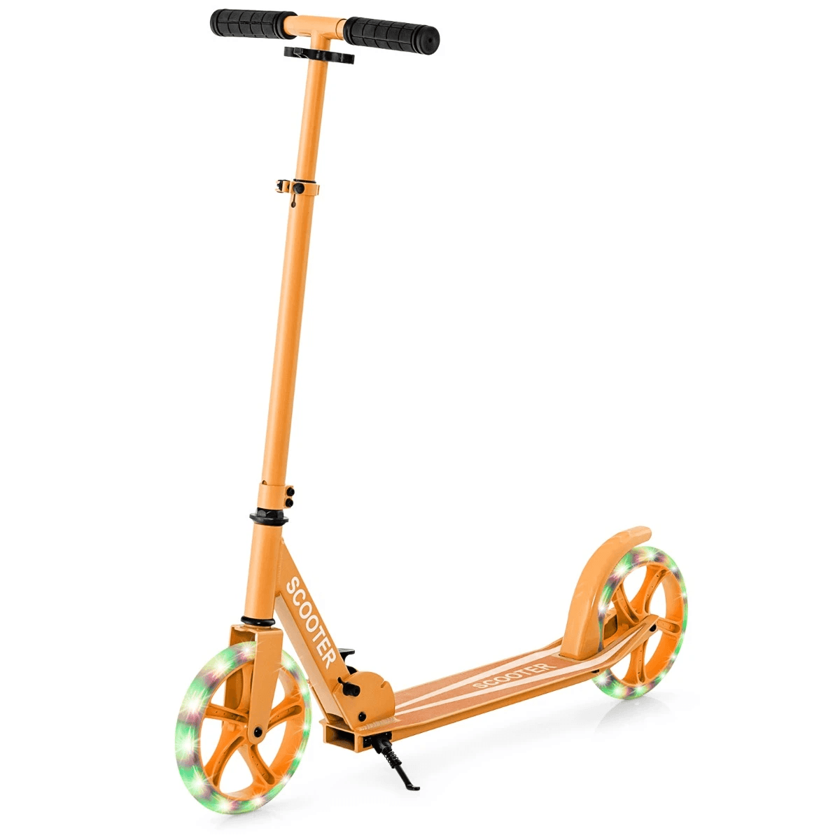 Sulankstomas Paspirtukas Su LED Ratukais Ir Reguliuojamu Vairu 110 kg Paspirtukai Oranžinė