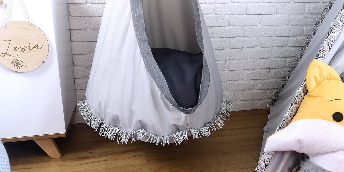 Supynė "Kokonas" Tinka Tiek Lauke Tiek Namie, Boho Stiliaus Su Kutais – pilka