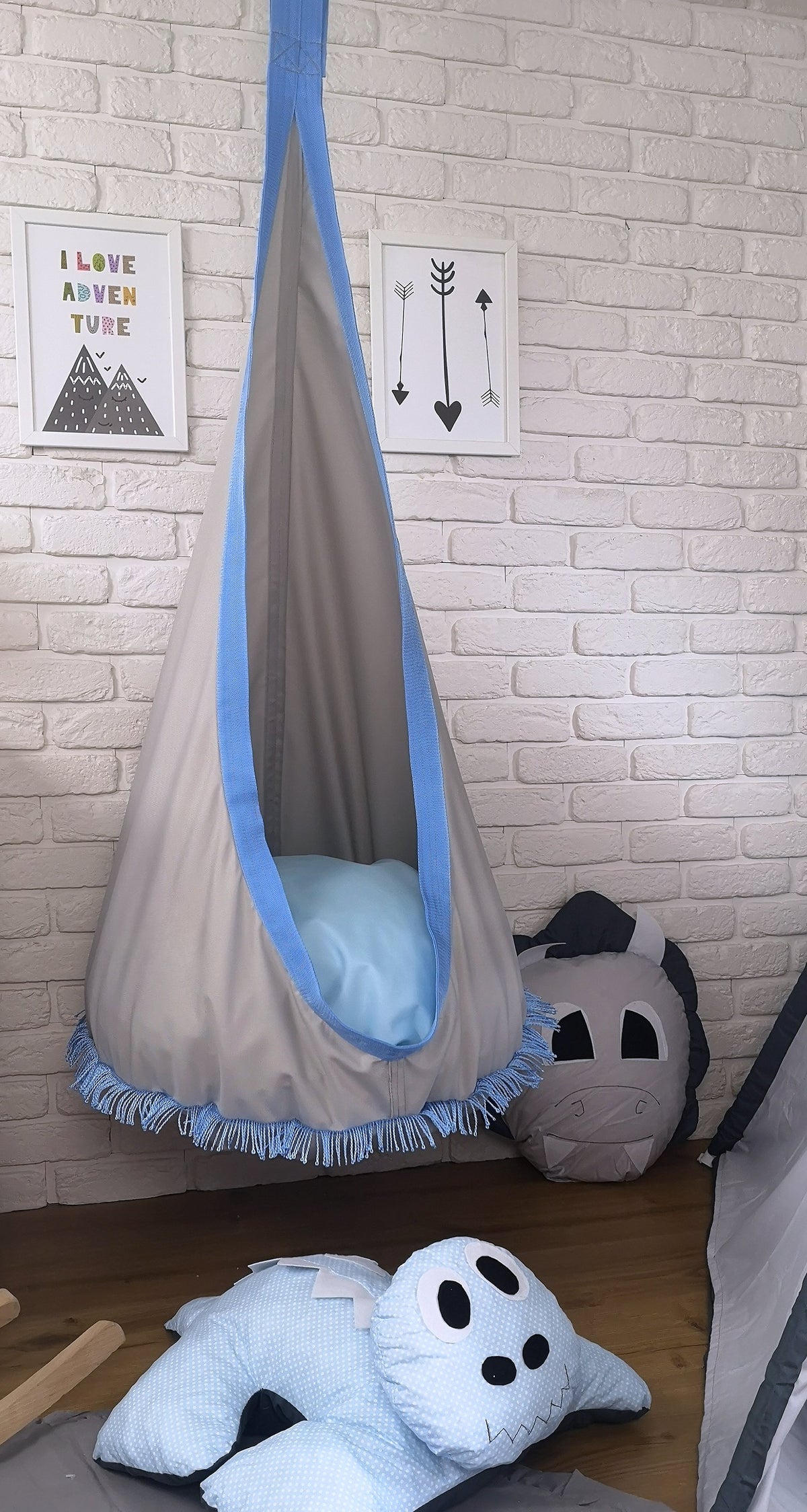 Supynė "Kokonas" Tinka Lauke ir Namie, Boho Stiliaus Su Kutais Mėlyna