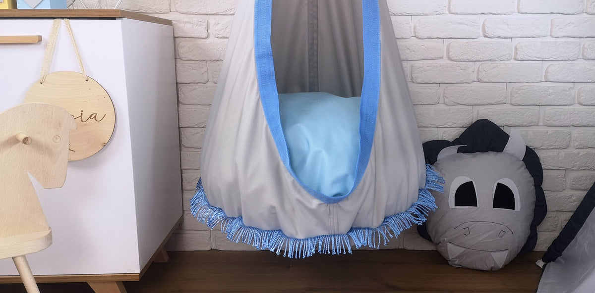Supynė "Kokonas" Tinka Lauke ir Namie, Boho Stiliaus Su Kutais Mėlyna