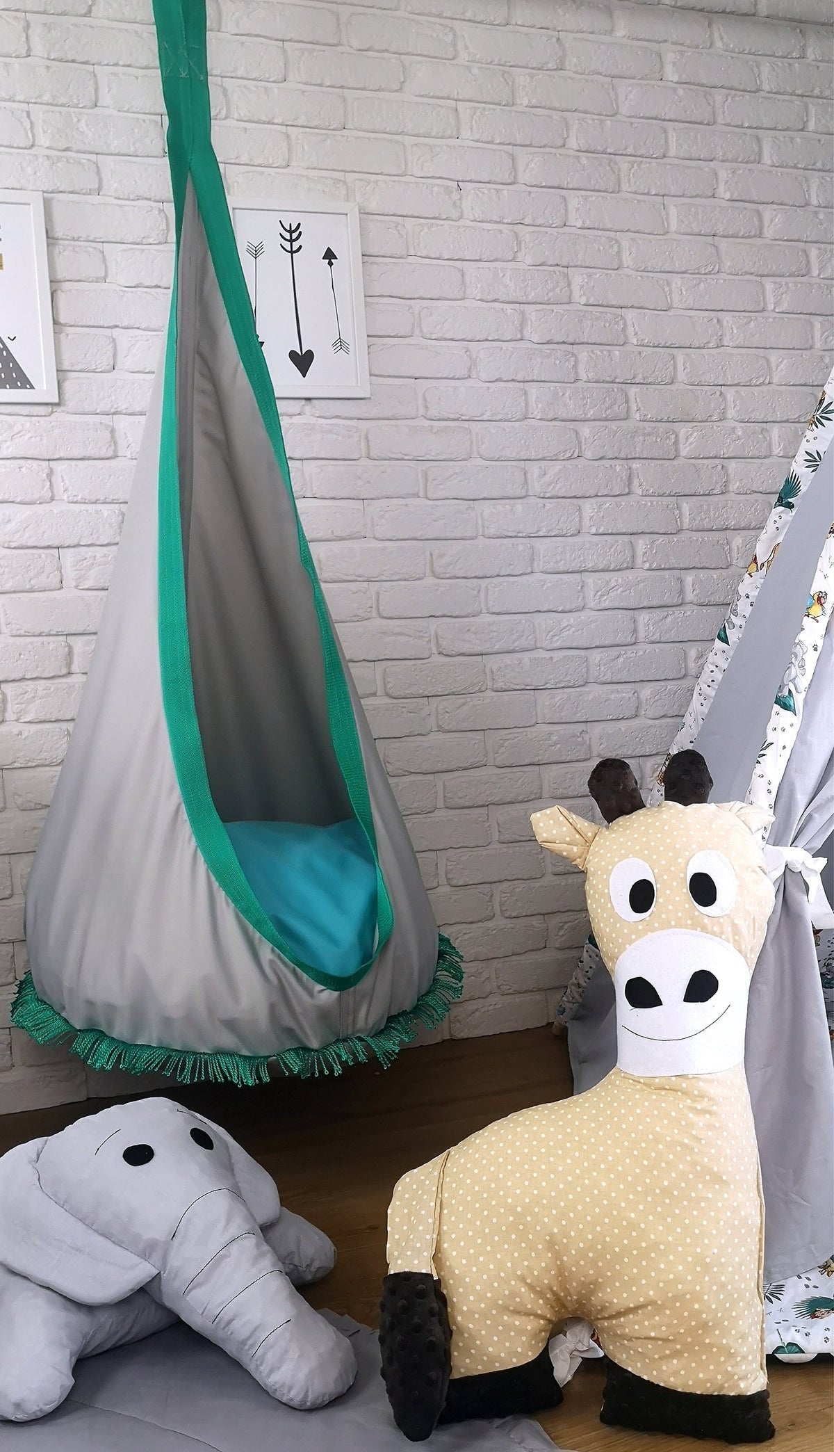 Supynė "Kokonas" Tinka Lauke ir Namie, Boho Stiliaus Su Kutais Žalia