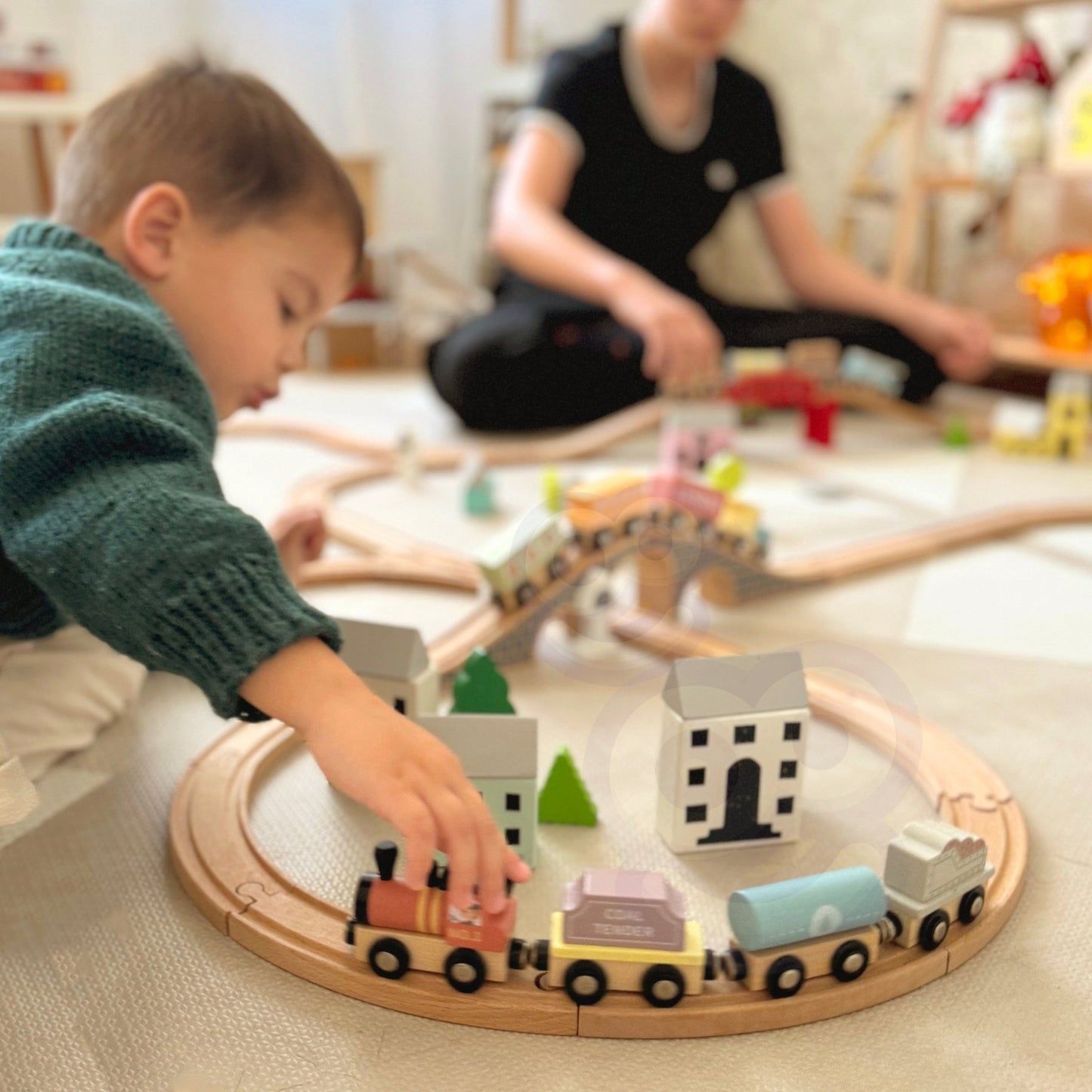 Tooky Toy Magnetiniai Mediniai Vagonėliai, 12 Dalių