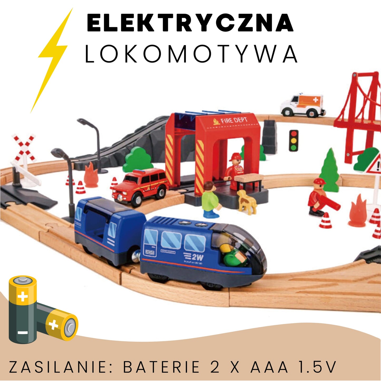 Tooky Toy Elektrinis Gaisrinės Traukinys, 70 Dalių
