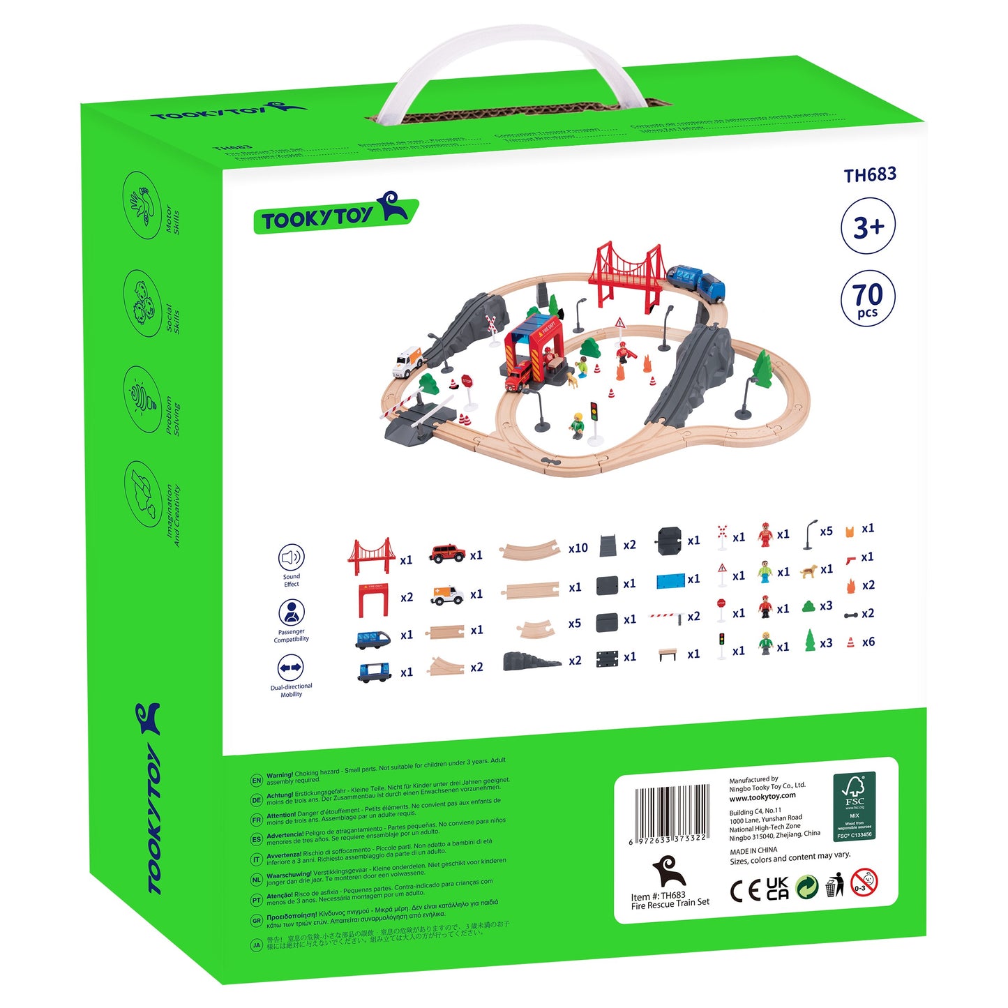 Tooky Toy Elektrinis Gaisrinės Traukinys, 70 Dalių