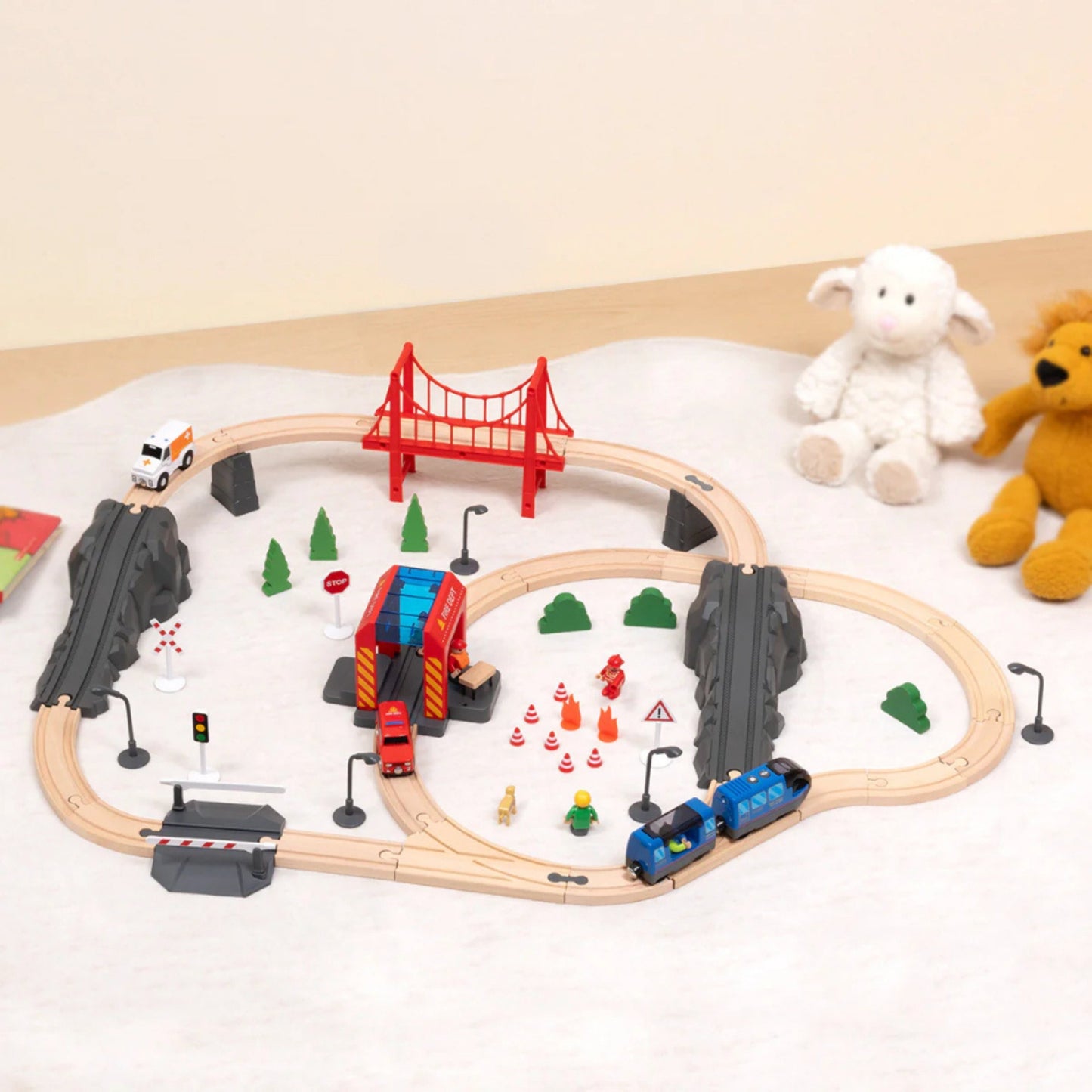 Tooky Toy Elektrinis Gaisrinės Traukinys, 70 Dalių