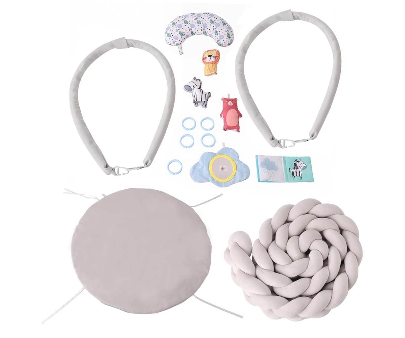 TinyMini Lavinamasis Kilimėlis Kūdikiams "Pynė" 82 cm Su Žaislais Lavinamieji Kilimėliai