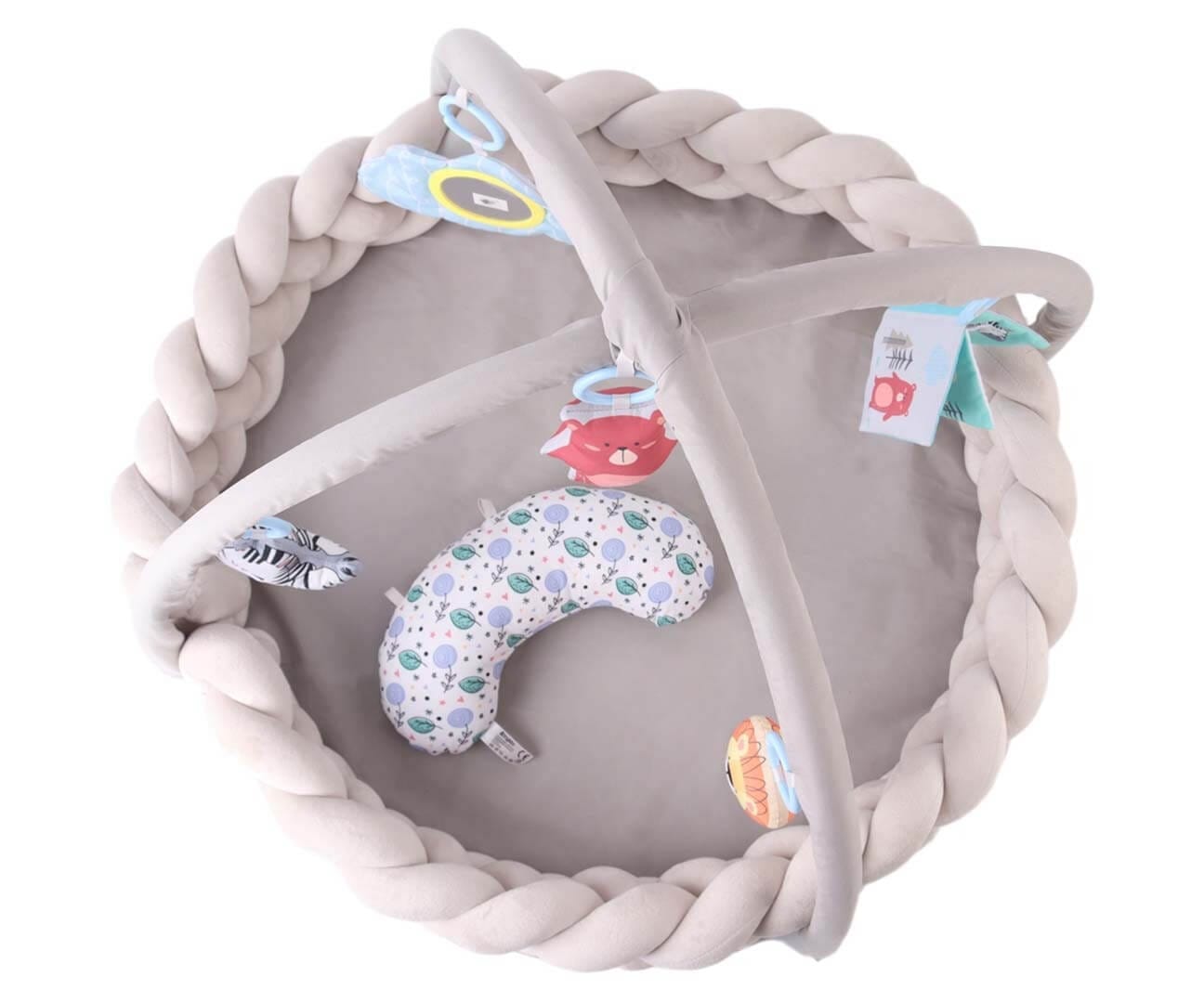 TinyMini Lavinamasis Kilimėlis Kūdikiams "Pynė" 82 cm Su Žaislais Lavinamieji Kilimėliai