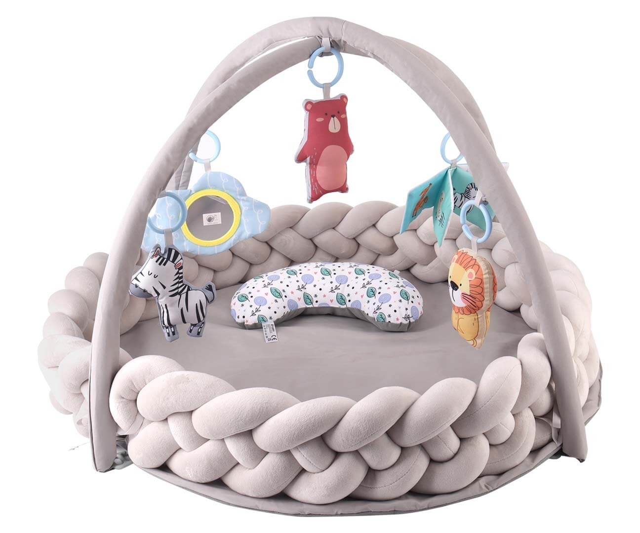 TinyMini Lavinamasis Kilimėlis Kūdikiams "Pynė" 82 cm Su Žaislais Lavinamieji Kilimėliai