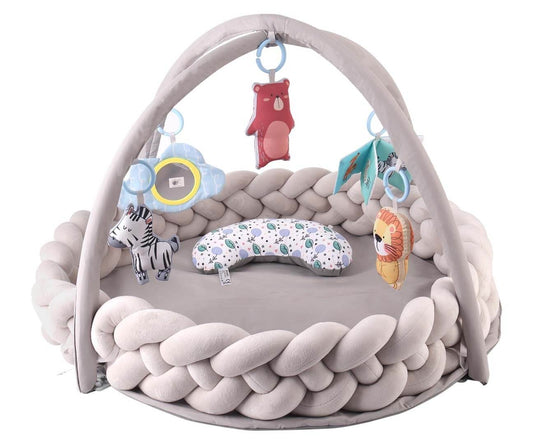 TinyMini Lavinamasis Kilimėlis Kūdikiams "Pynė" 82 cm Su Žaislais Lavinamieji Kilimėliai