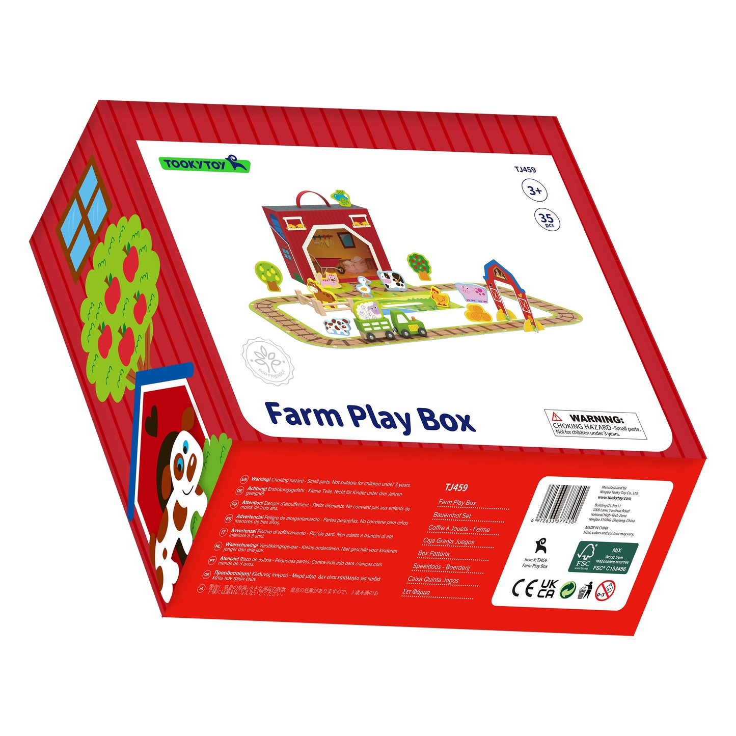 Tooky Toy Medinė Ferma Lagamine Su Figūrėlėmis