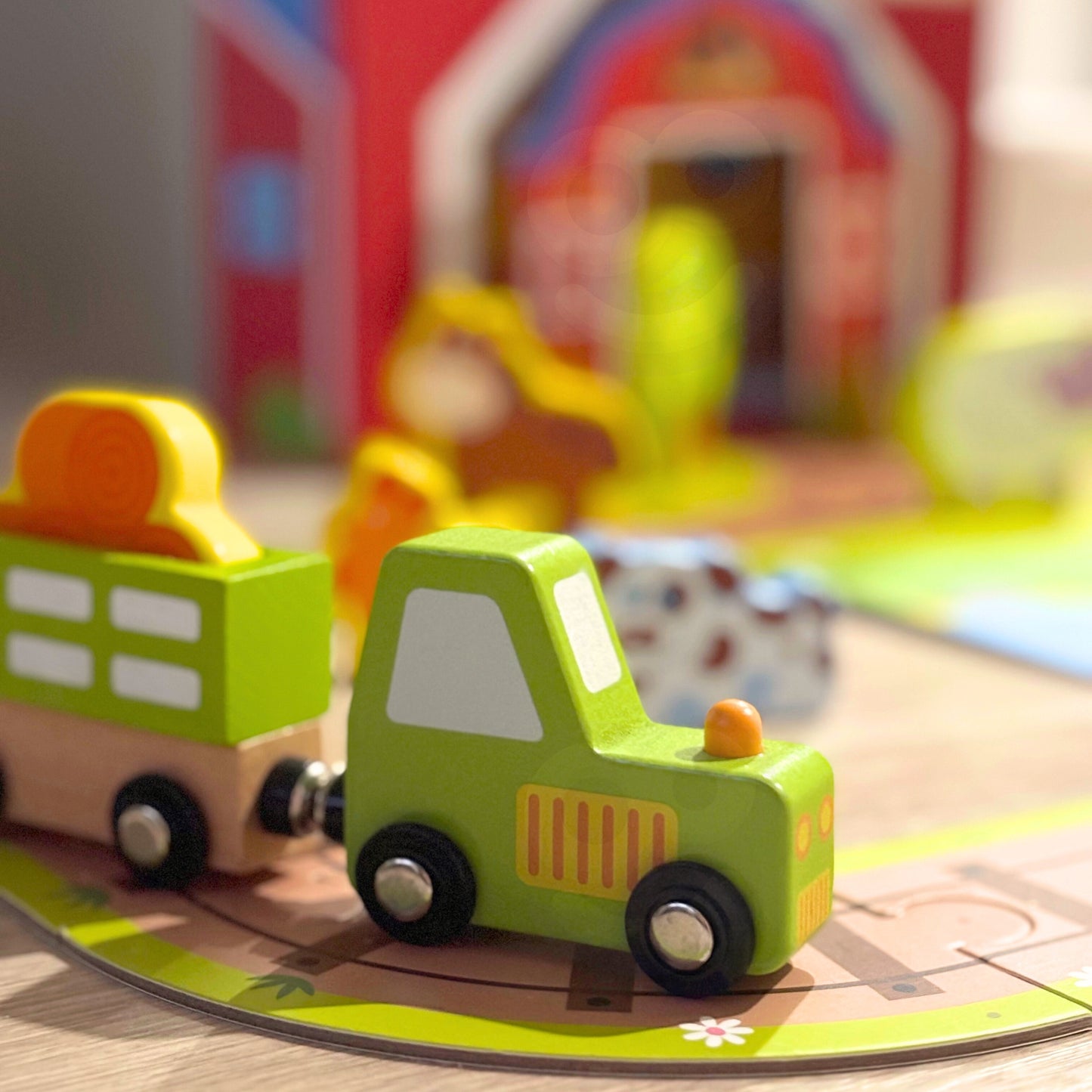 Tooky Toy Medinė Ferma Lagamine Su Figūrėlėmis