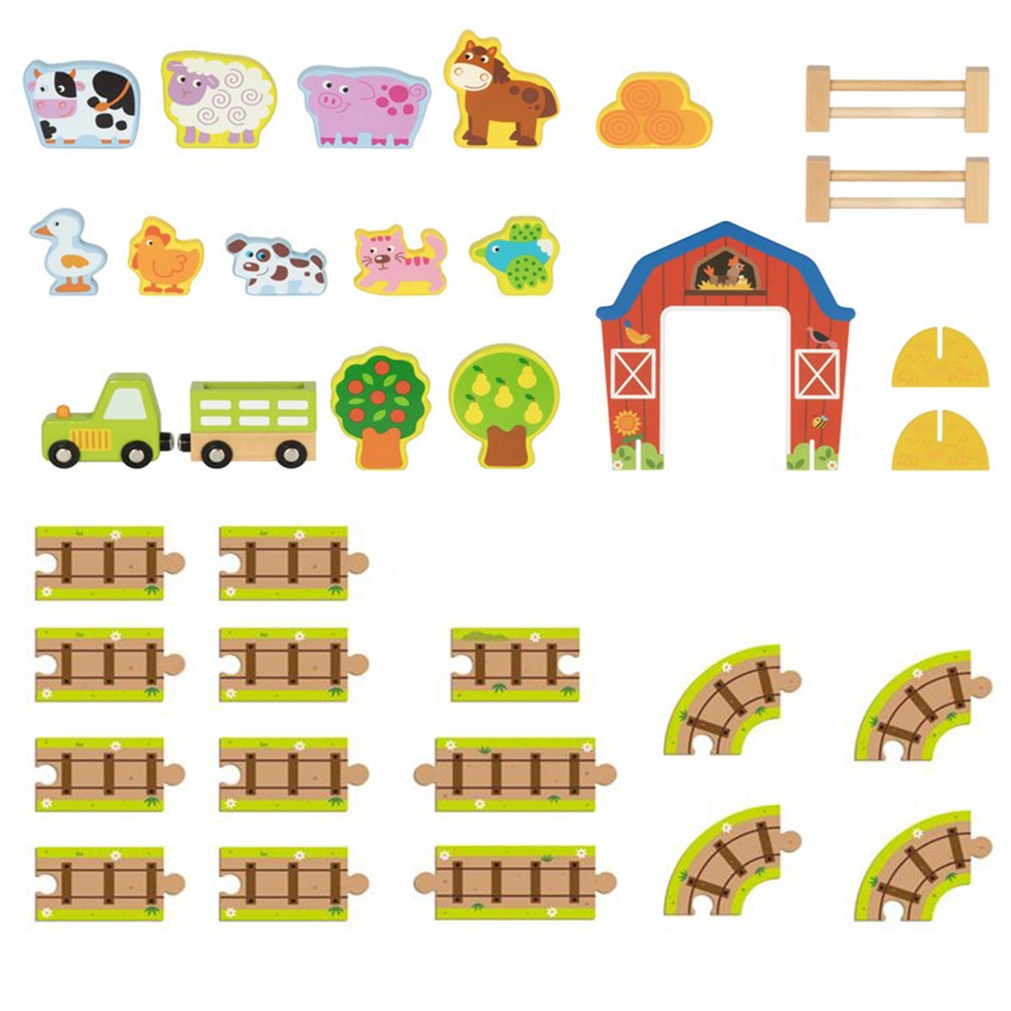 Tooky Toy Medinė Ferma Lagamine Su Figūrėlėmis