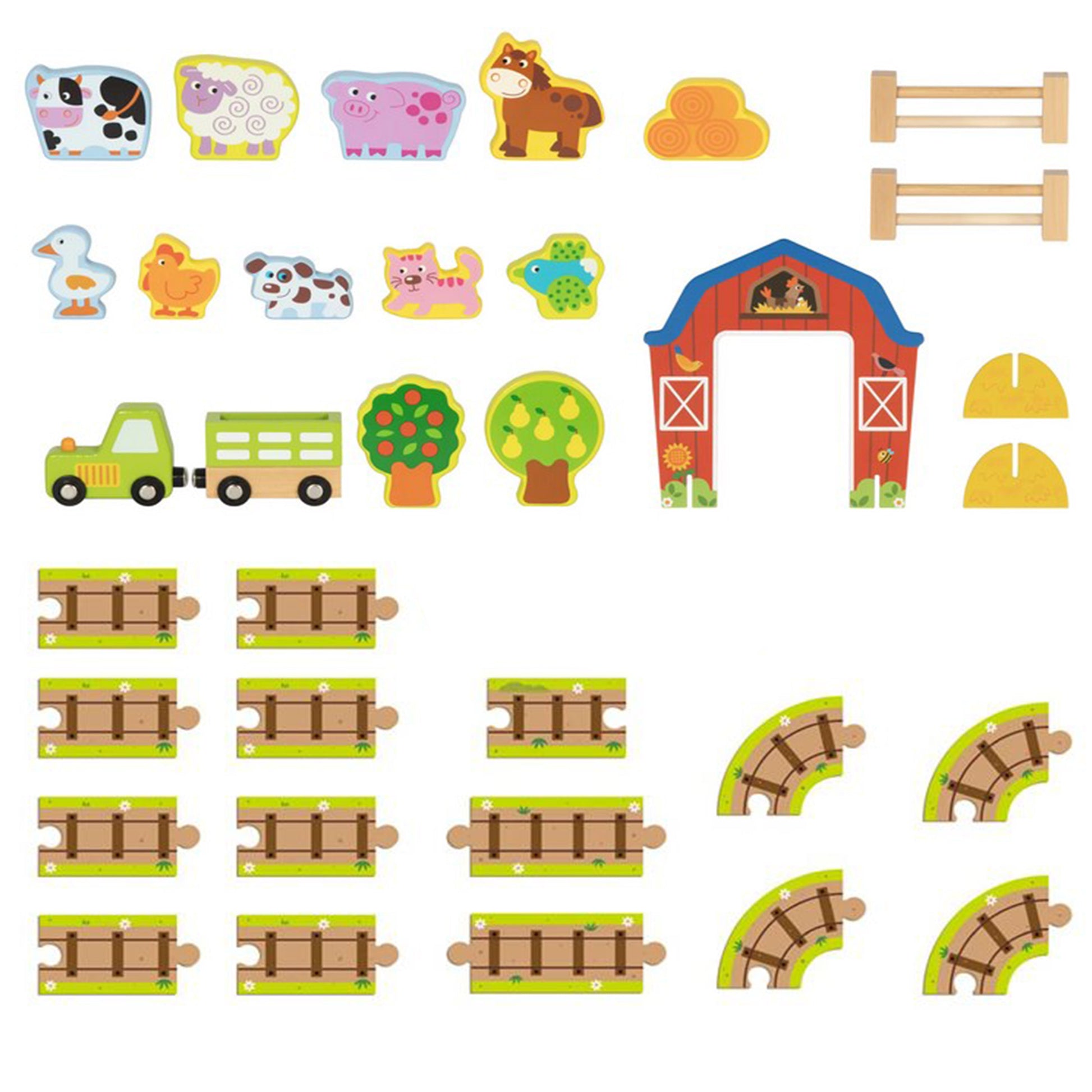 Tooky Toy Medinė Ferma Lagamine Su Figūrėlėmis