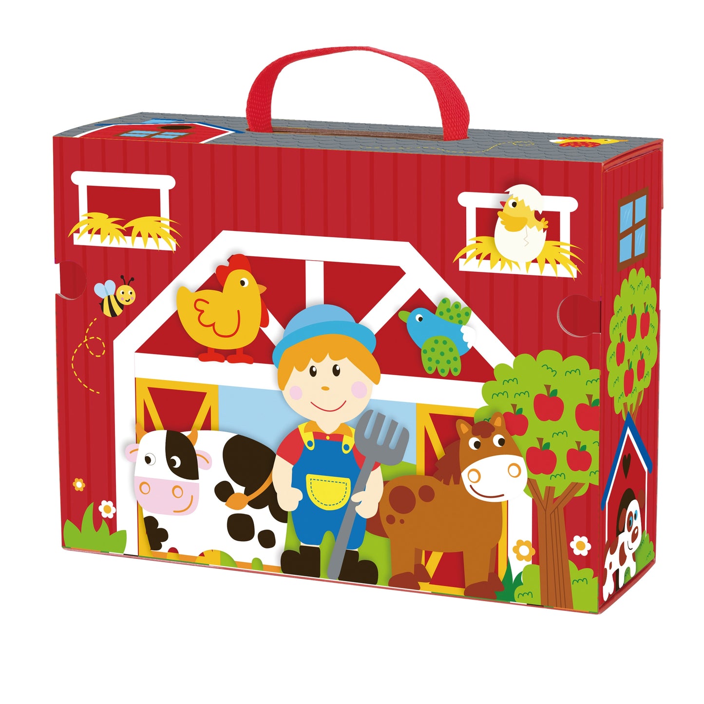 Tooky Toy Medinė Ferma Lagamine Su Figūrėlėmis