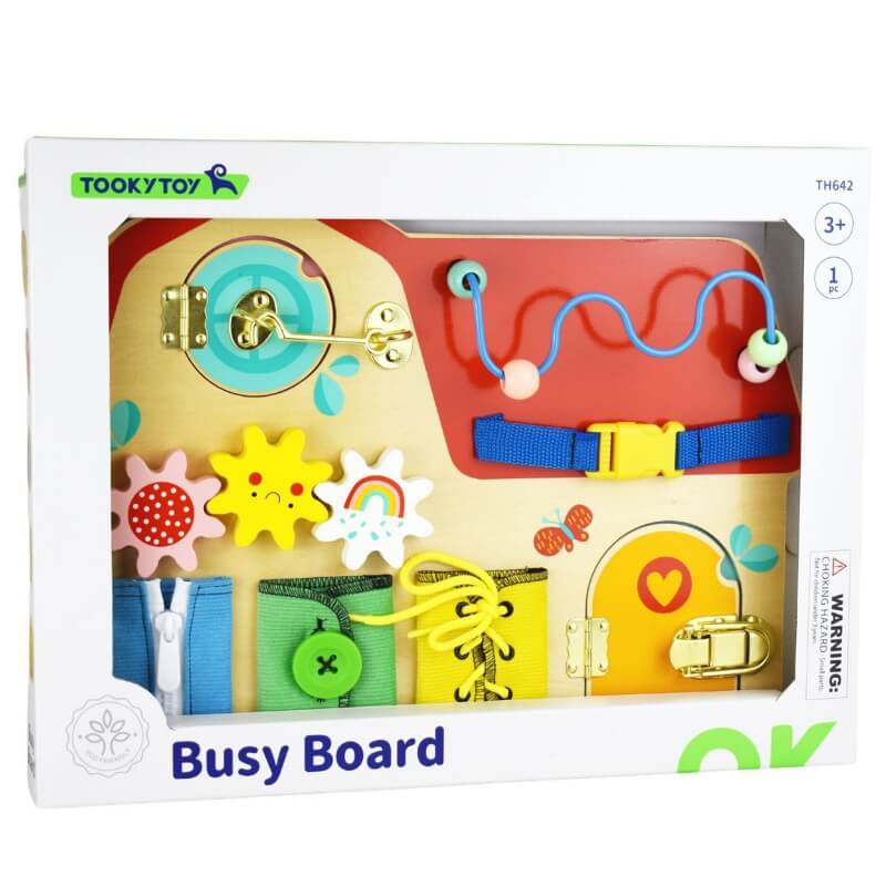 TOOKY TOY Drewniana Tablica Montessori Manipulacyjna Zamki Zębatki Pętle Žaislai Vaikams Ir Kūdikiams
