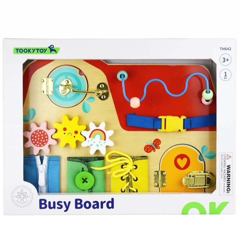 TOOKY TOY Drewniana Tablica Montessori Manipulacyjna Zamki Zębatki Pętle Žaislai Vaikams Ir Kūdikiams