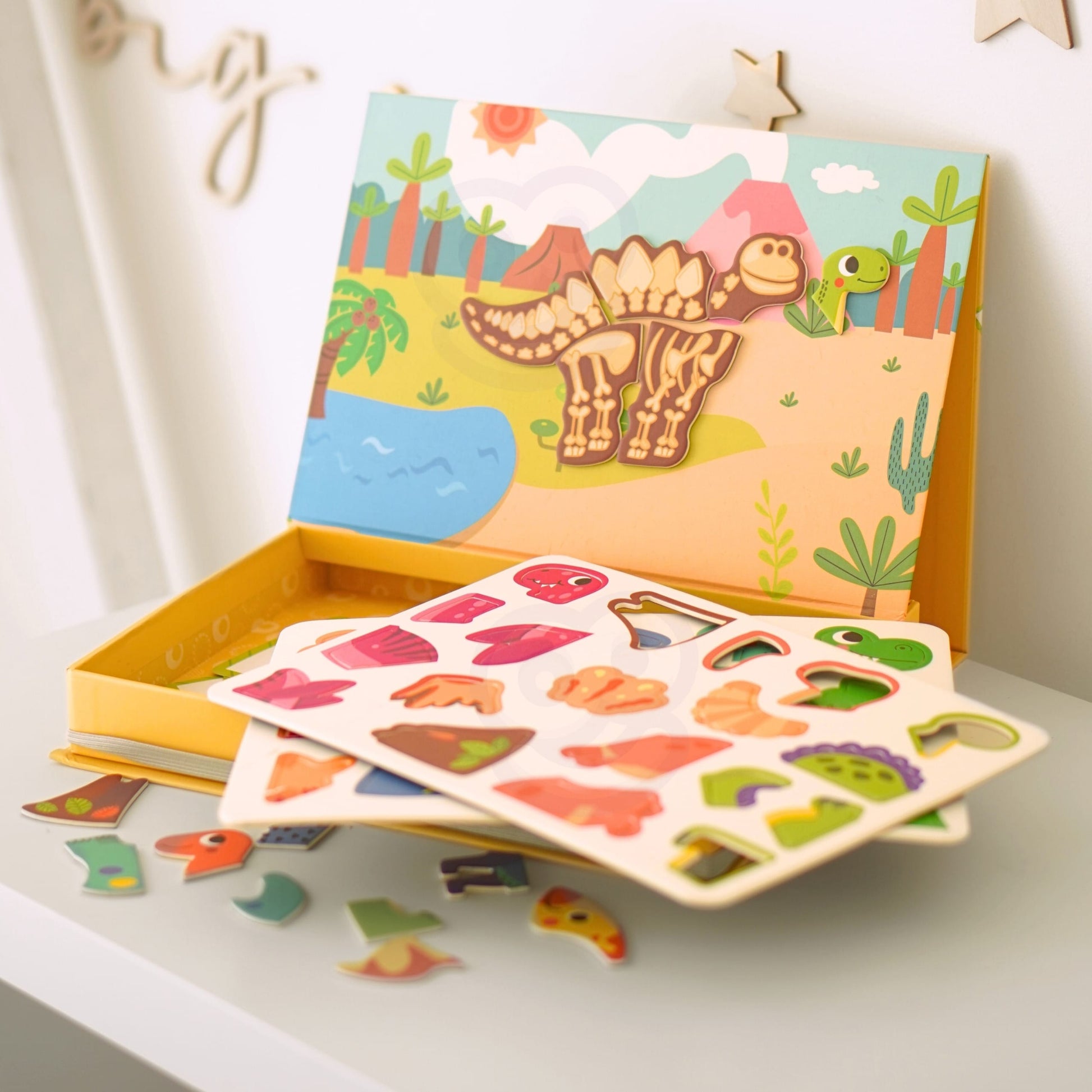 Tooky Toy Magnetinė Dėlionė Dinozaurai – 68 Dalių Rinkinys Žaislai Dėlionės