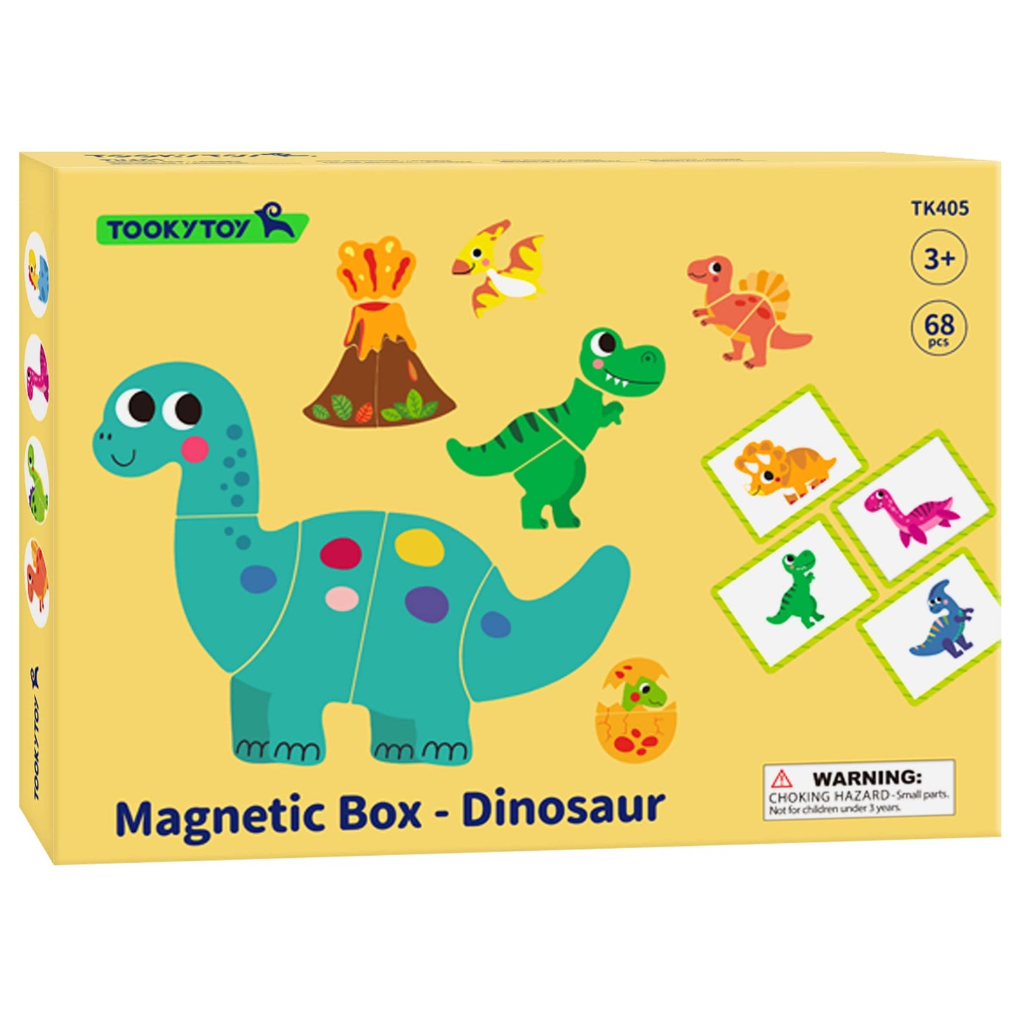 Tooky Toy Magnetinė Dėlionė Dinozaurai – 68 Dalių Rinkinys Žaislai Dėlionės