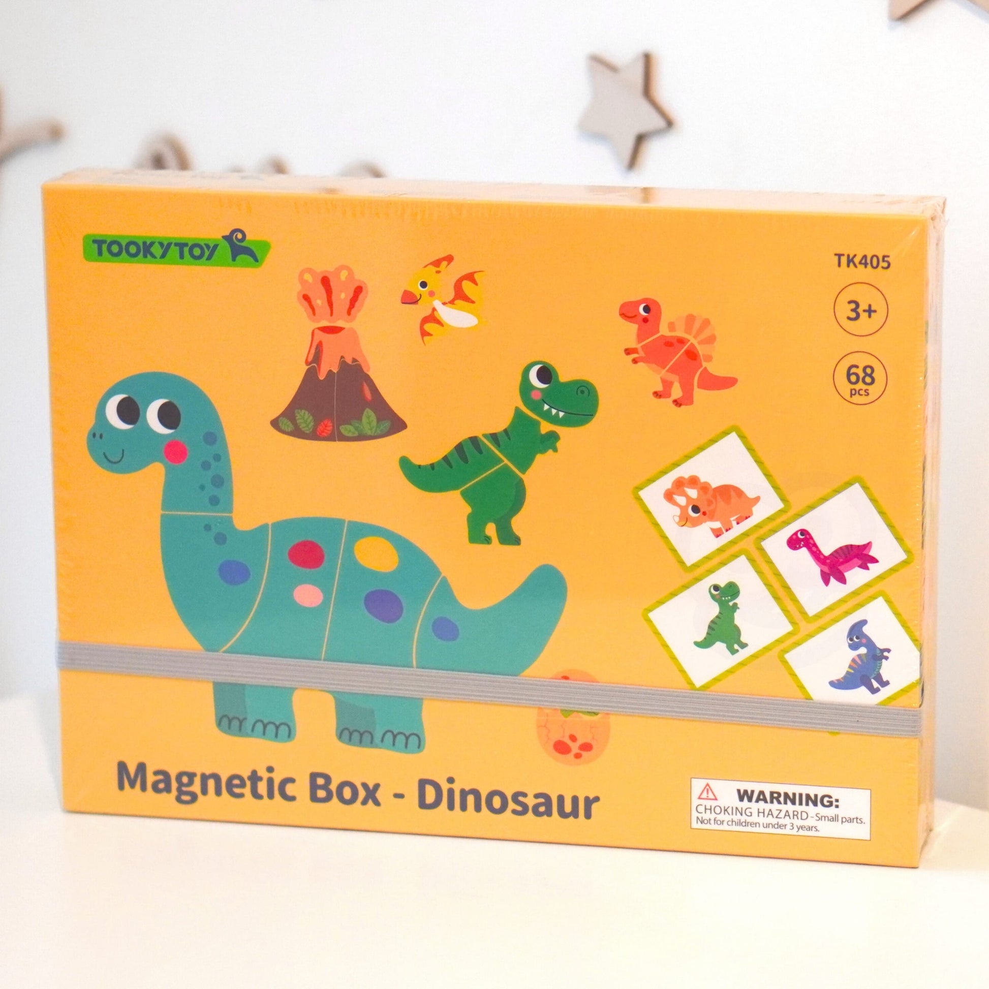 Tooky Toy Magnetinė Dėlionė Dinozaurai – 68 Dalių Rinkinys Žaislai Dėlionės