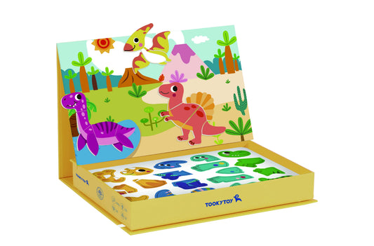 Tooky Toy Magnetinė Dėlionė Dinozaurai – 68 Dalių Rinkinys Žaislai Dėlionės