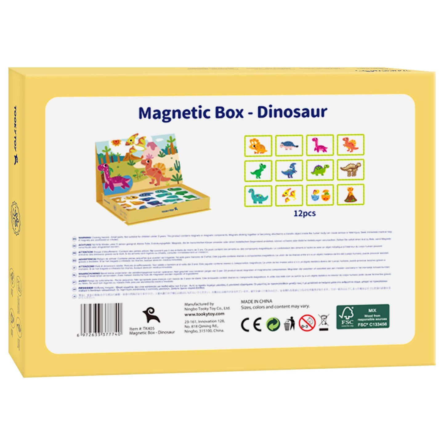 Tooky Toy Magnetinė Dėlionė Dinozaurai – 68 Dalių Rinkinys Žaislai Dėlionės