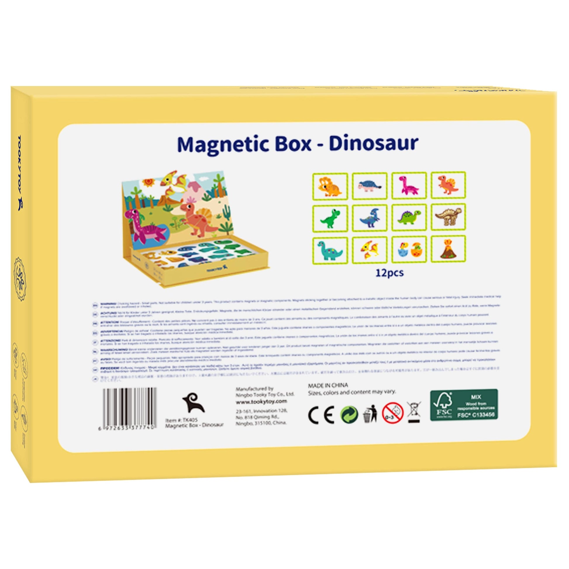 Tooky Toy Magnetinė Dėlionė Dinozaurai – 68 Dalių Rinkinys Žaislai Dėlionės