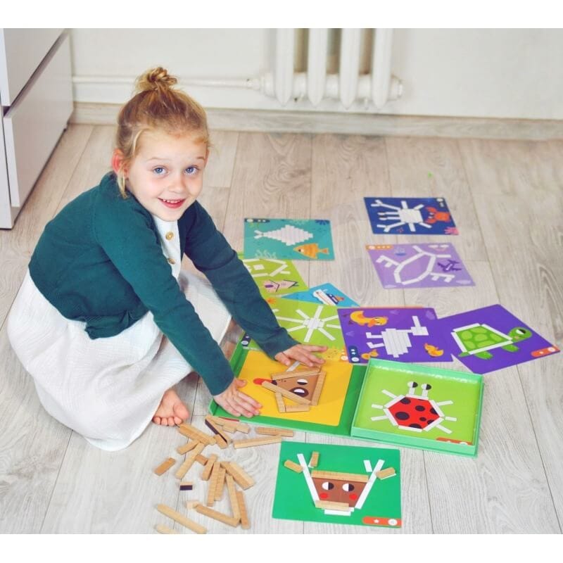 Tooky Toy Medinės Magnetinės Kaladėlės Gyvūnai – 49 Dalių Rinkinys Magnetiniai Žaislai